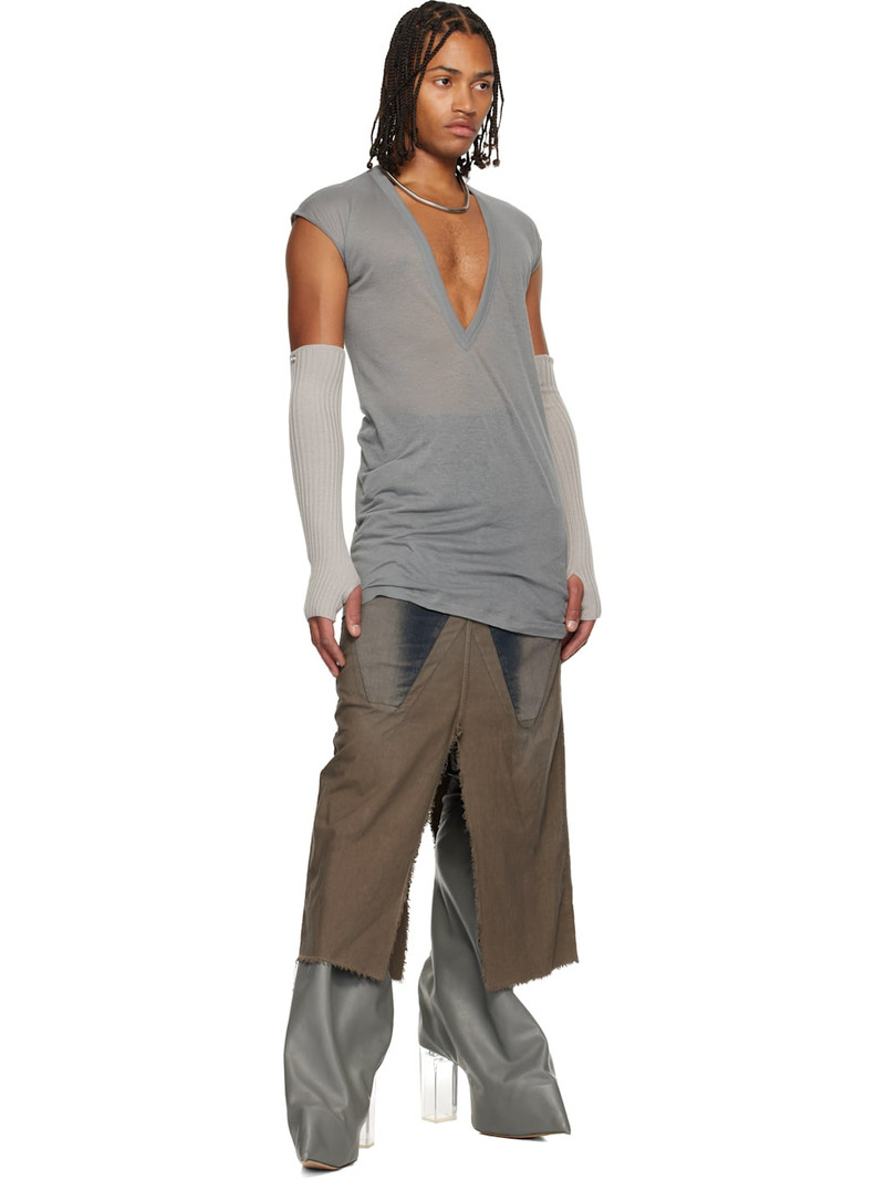 Rick Owens Gray Concordians Long Slivered Denim Skirt outlook