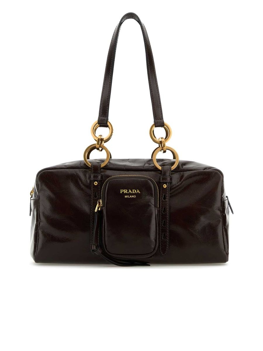 Dangle Medium Leather Top Handle Bag Brown - 1