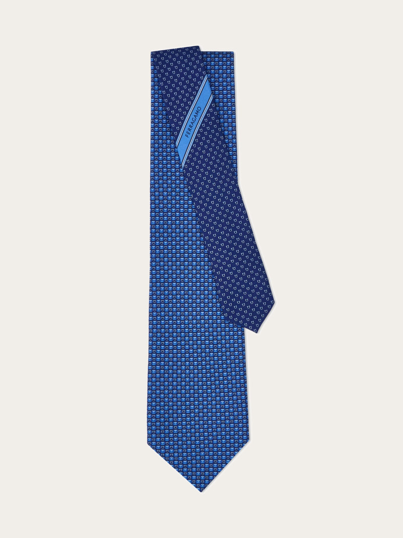 Gancini letter print silk tie 3