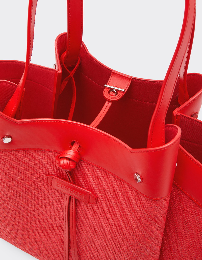 Large Ferrari raffia and leather tote bag 6