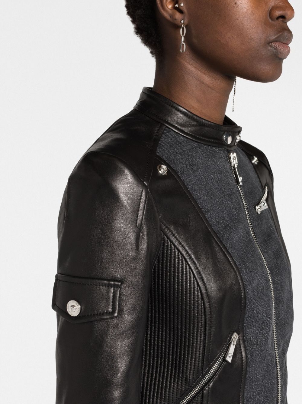 panelled biker jacket - 3