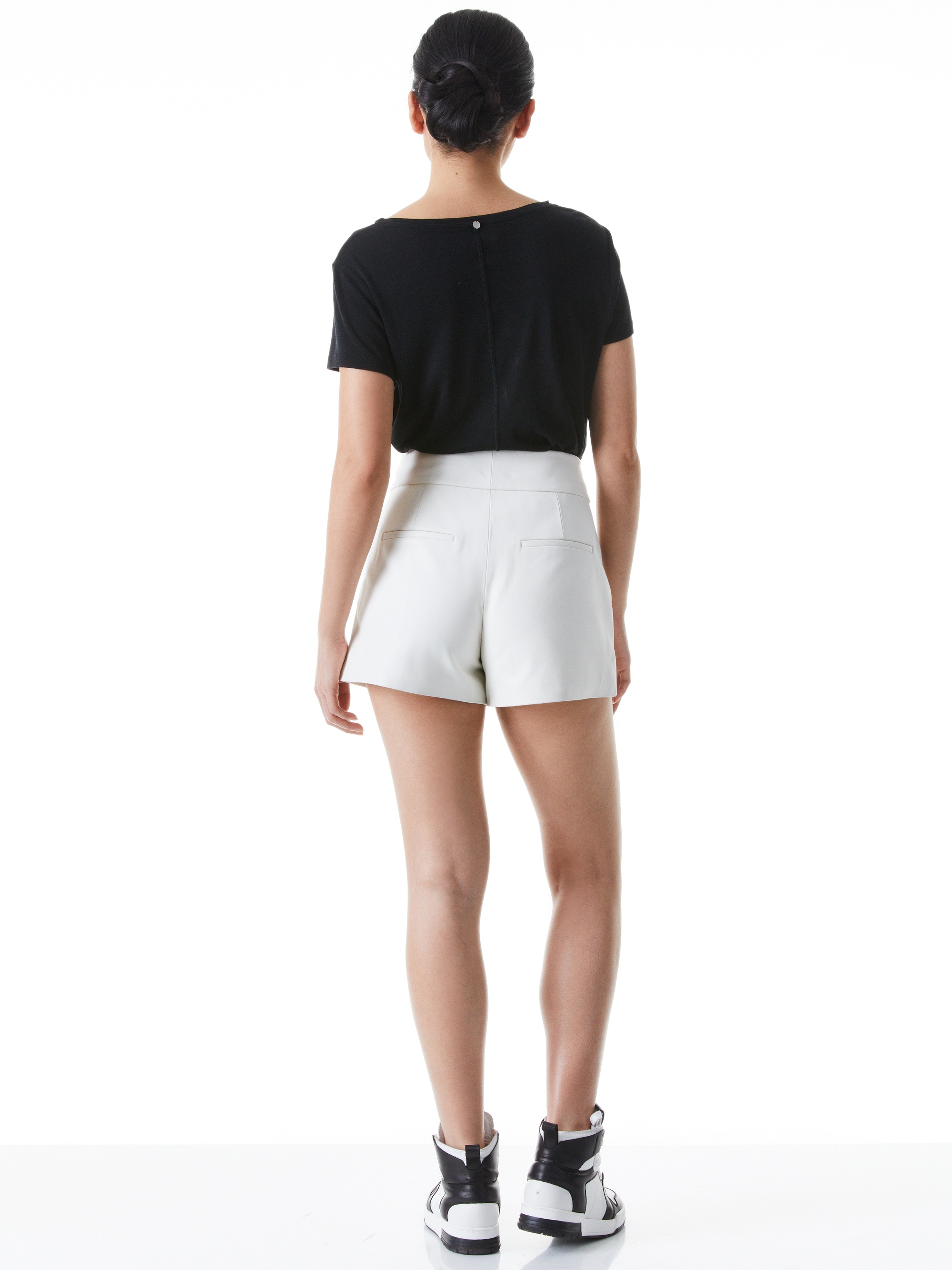 CADY HIGH WAISTED LEATHER SHORT - 2