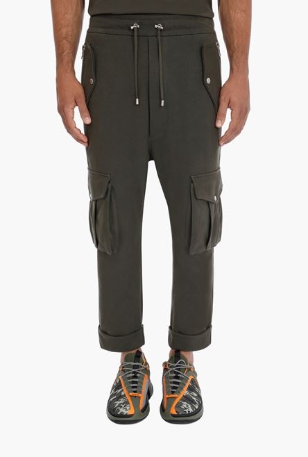 Khaki cotton cargo sweatpants - 5