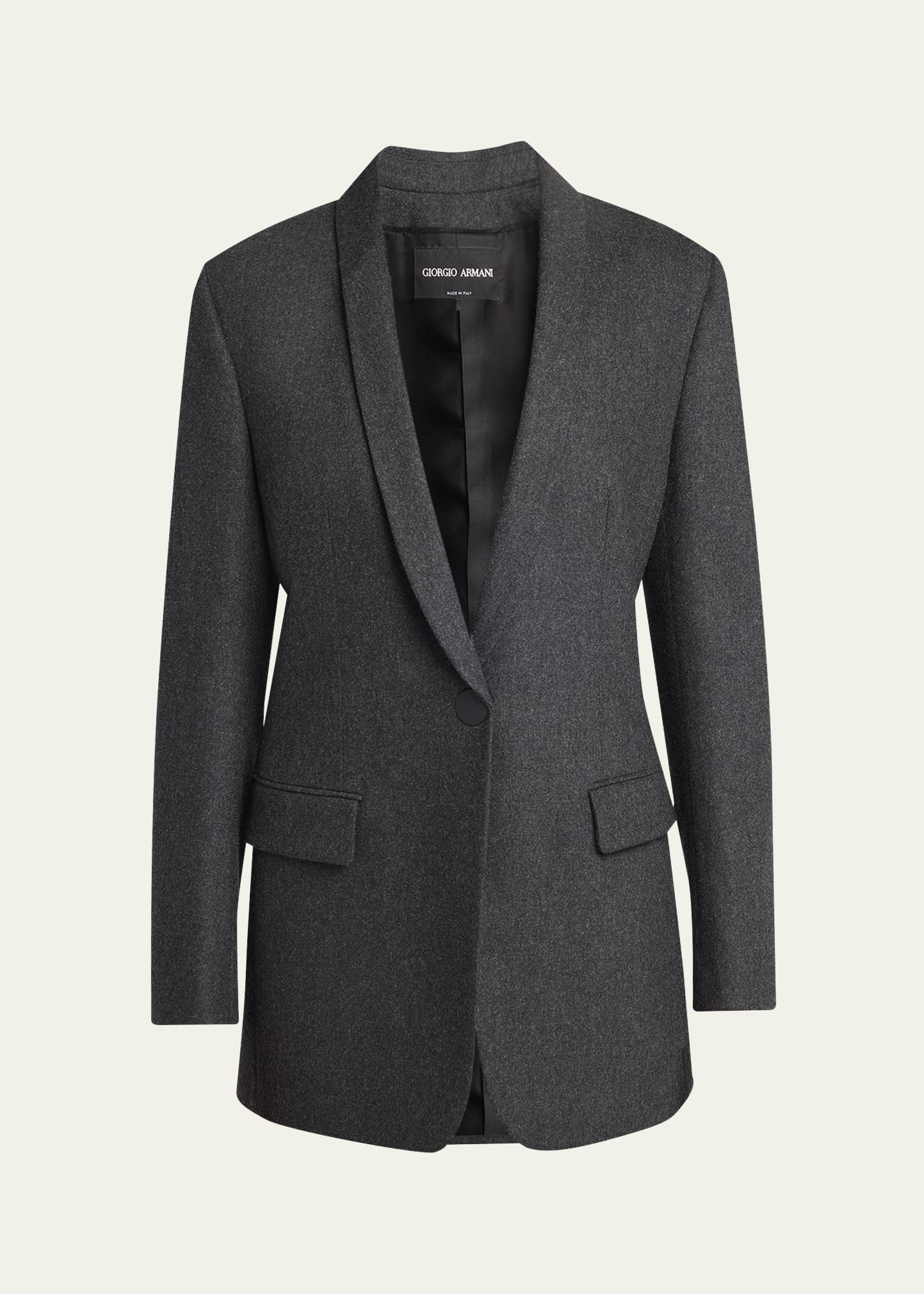 Cashmere Flannel Single-Breasted Blazer - 1