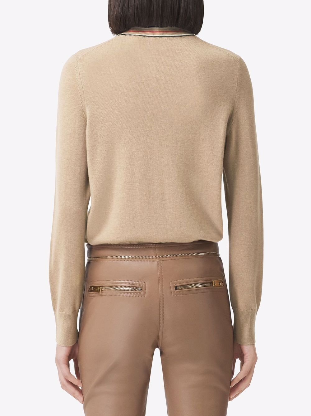 stripe detail cashmere jumper - 4