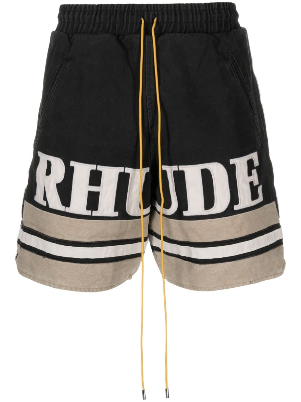 logo-embroidered cotton shorts - 1