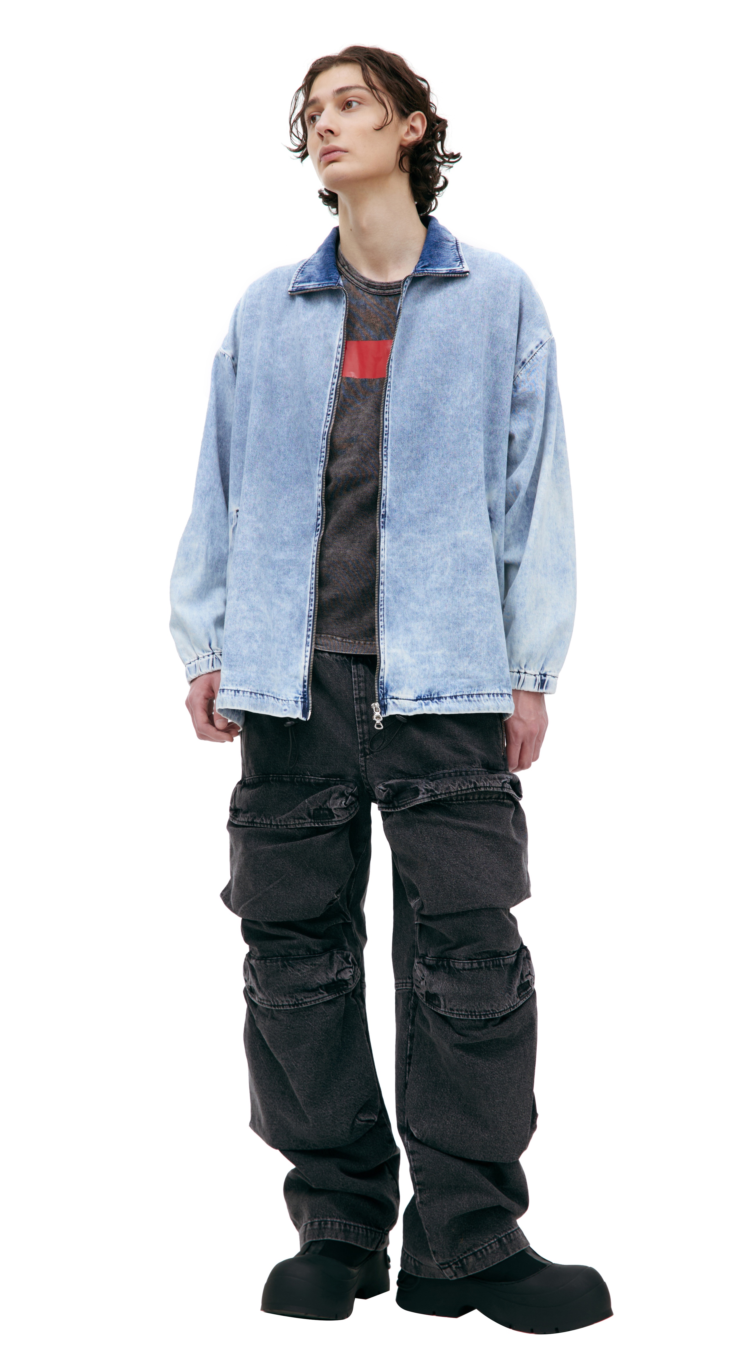 DENIM JACKET WITH HIGH COLLAR - 3