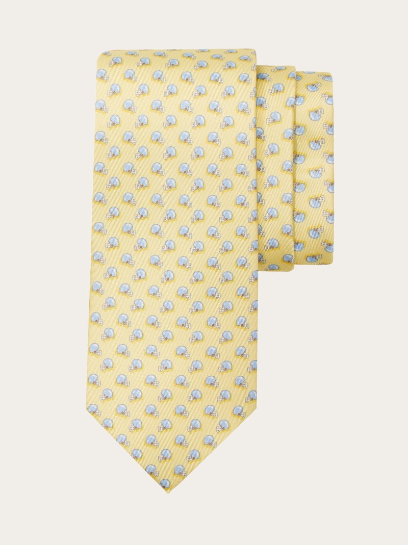 Football print silk tie - 1
