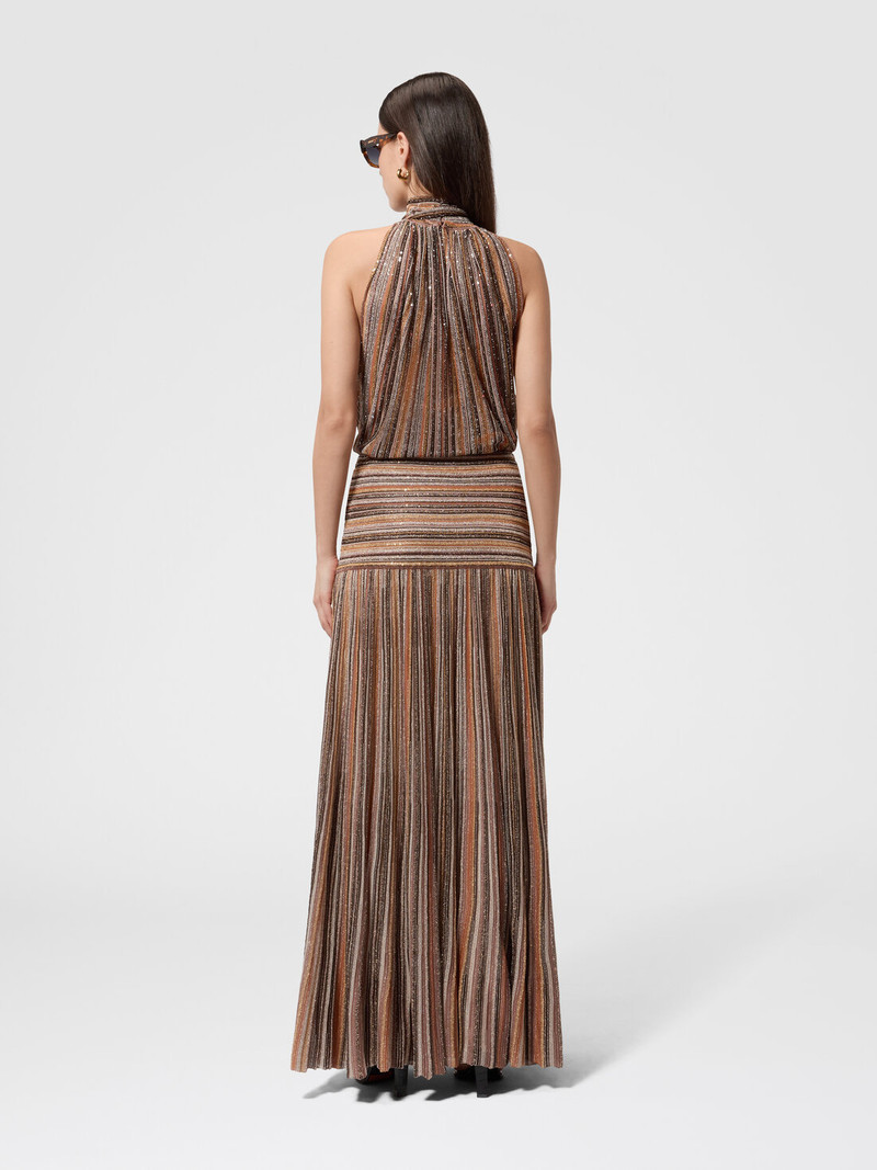 Ribbed Mixed Viscose Lamé Long Skirt 3