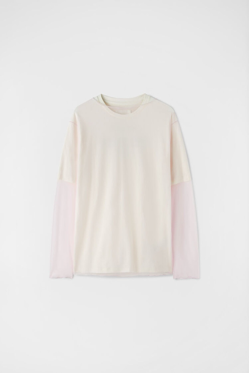 Jil Sander – 매직 오케스트라 Sheer 티셔츠 Marshmallow - 1