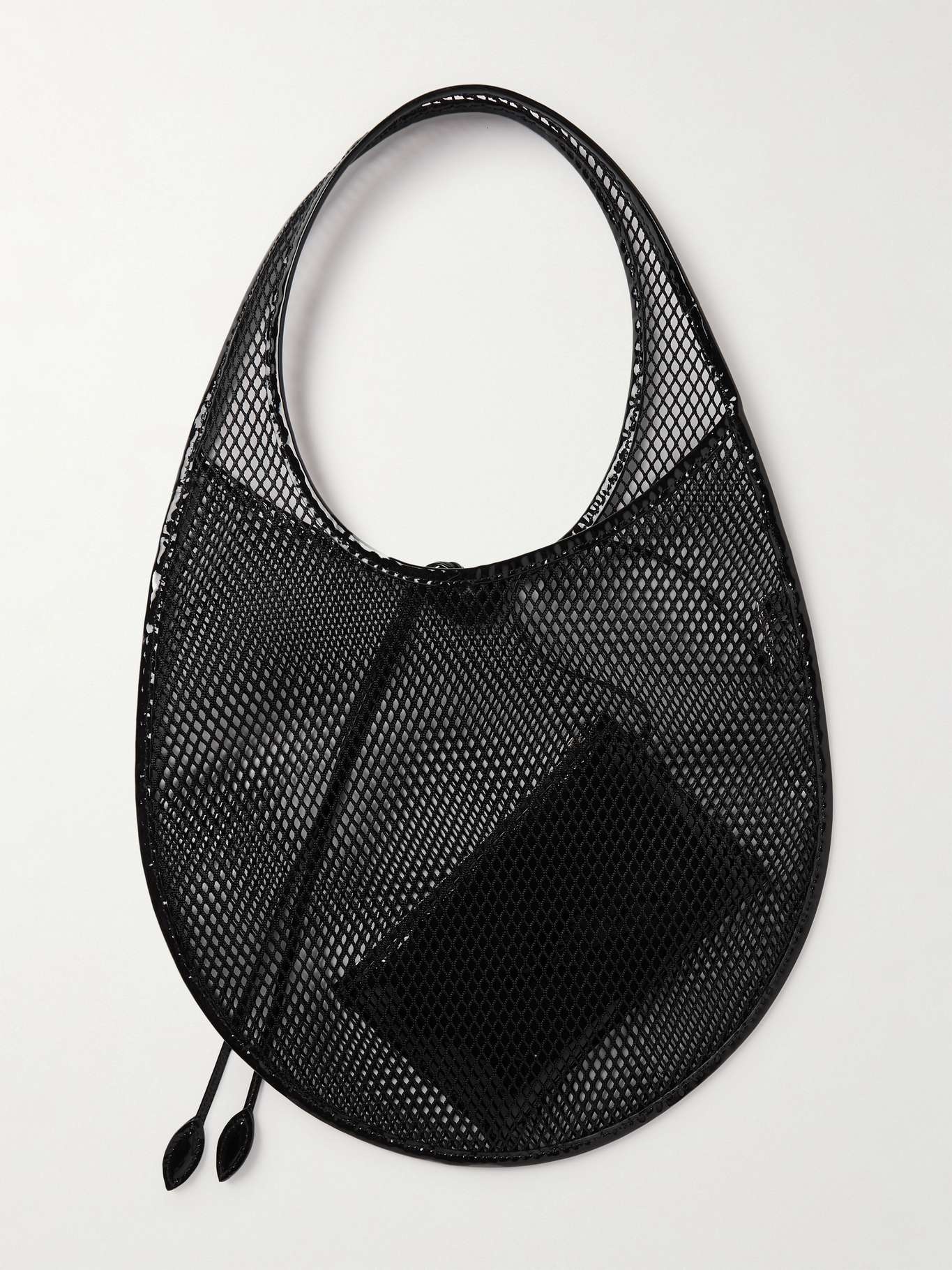 Patent-leather trimmed mesh shoulder bag - 3