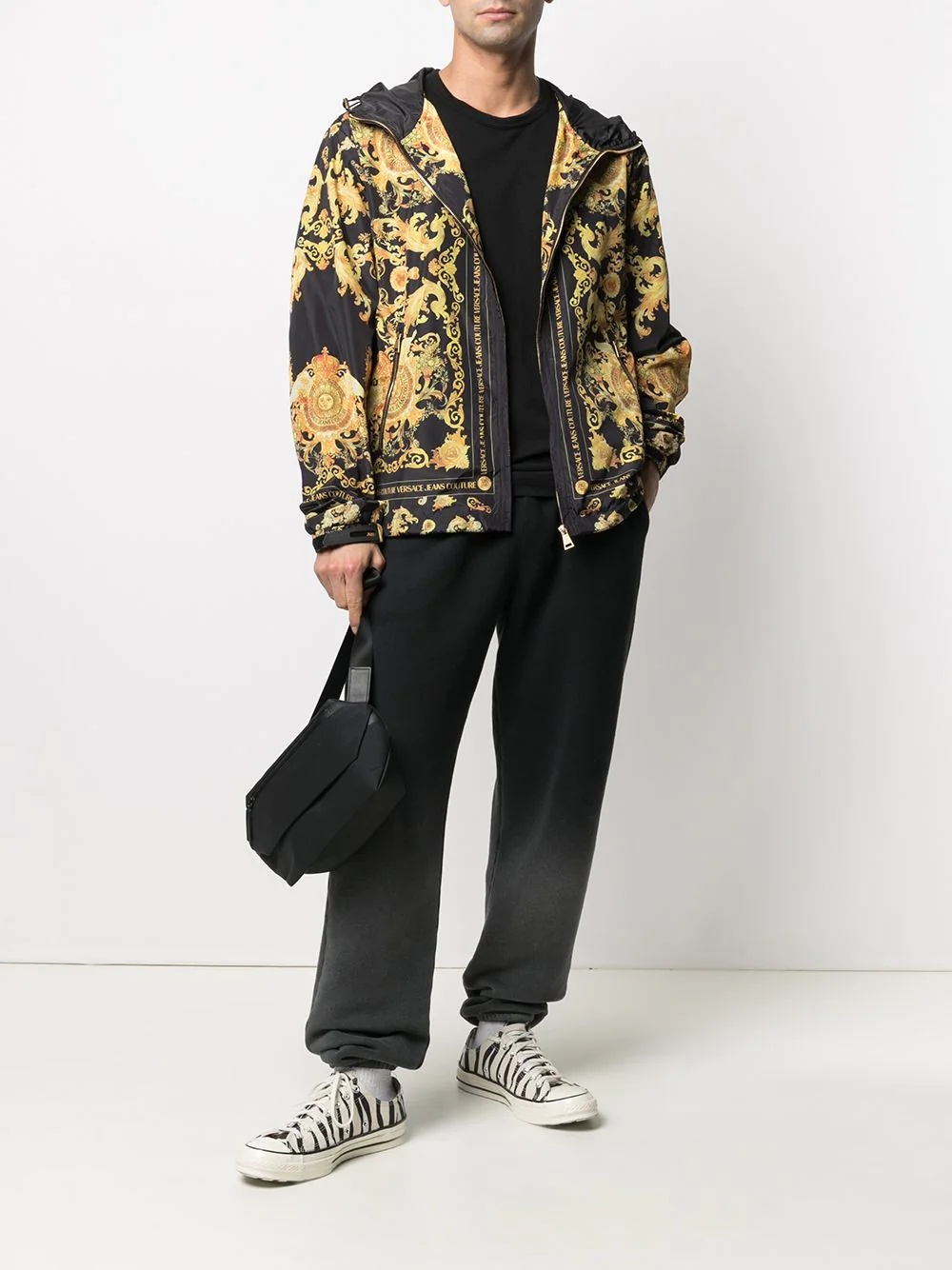 baroque-print hooded windbreaker - 2