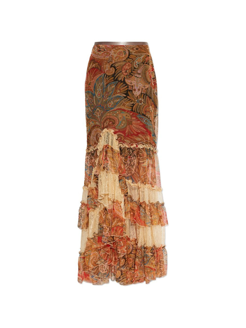 ruffled paisley-print maxi skirt 1