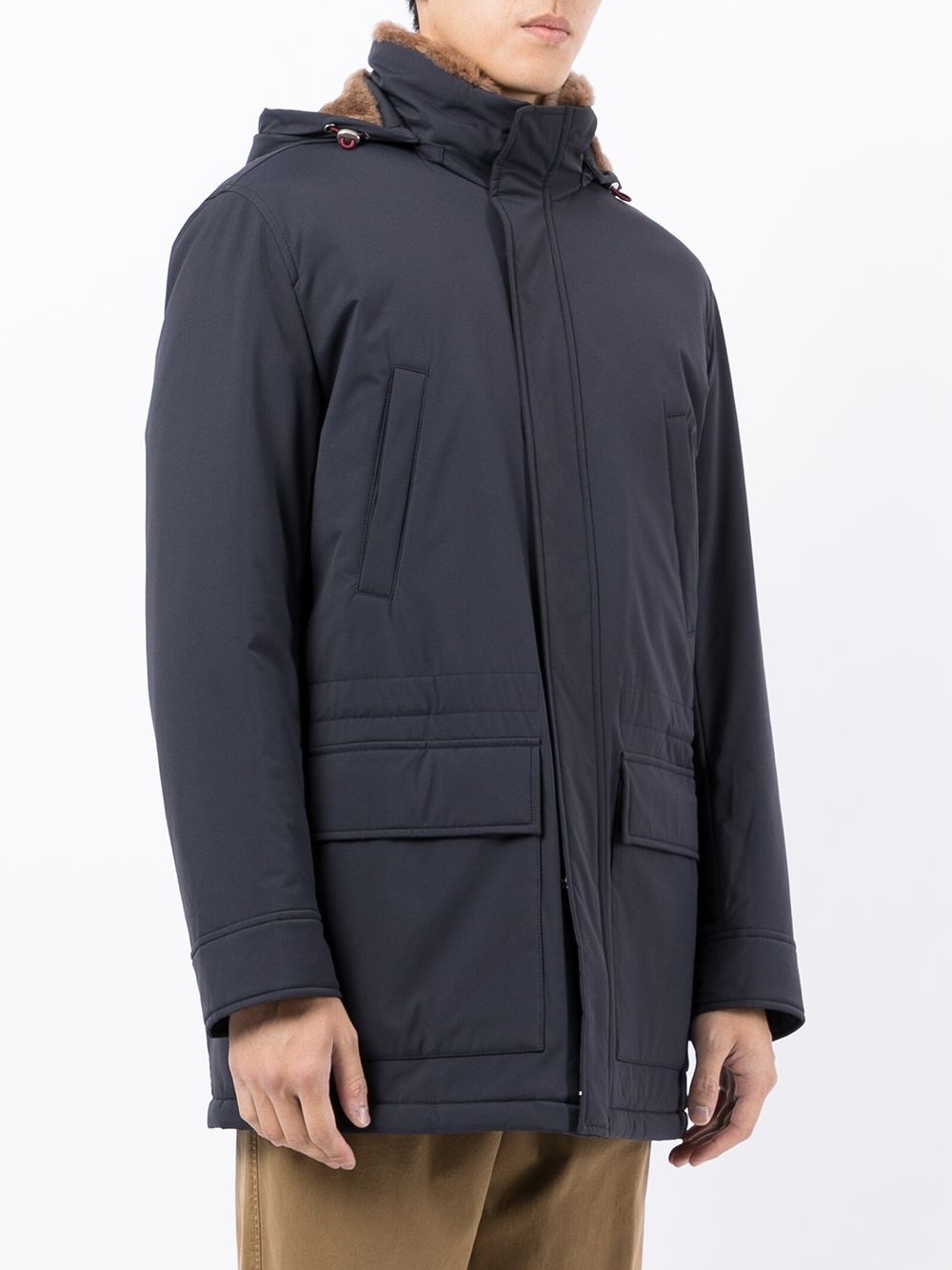 shearling-lined shell parka - 3