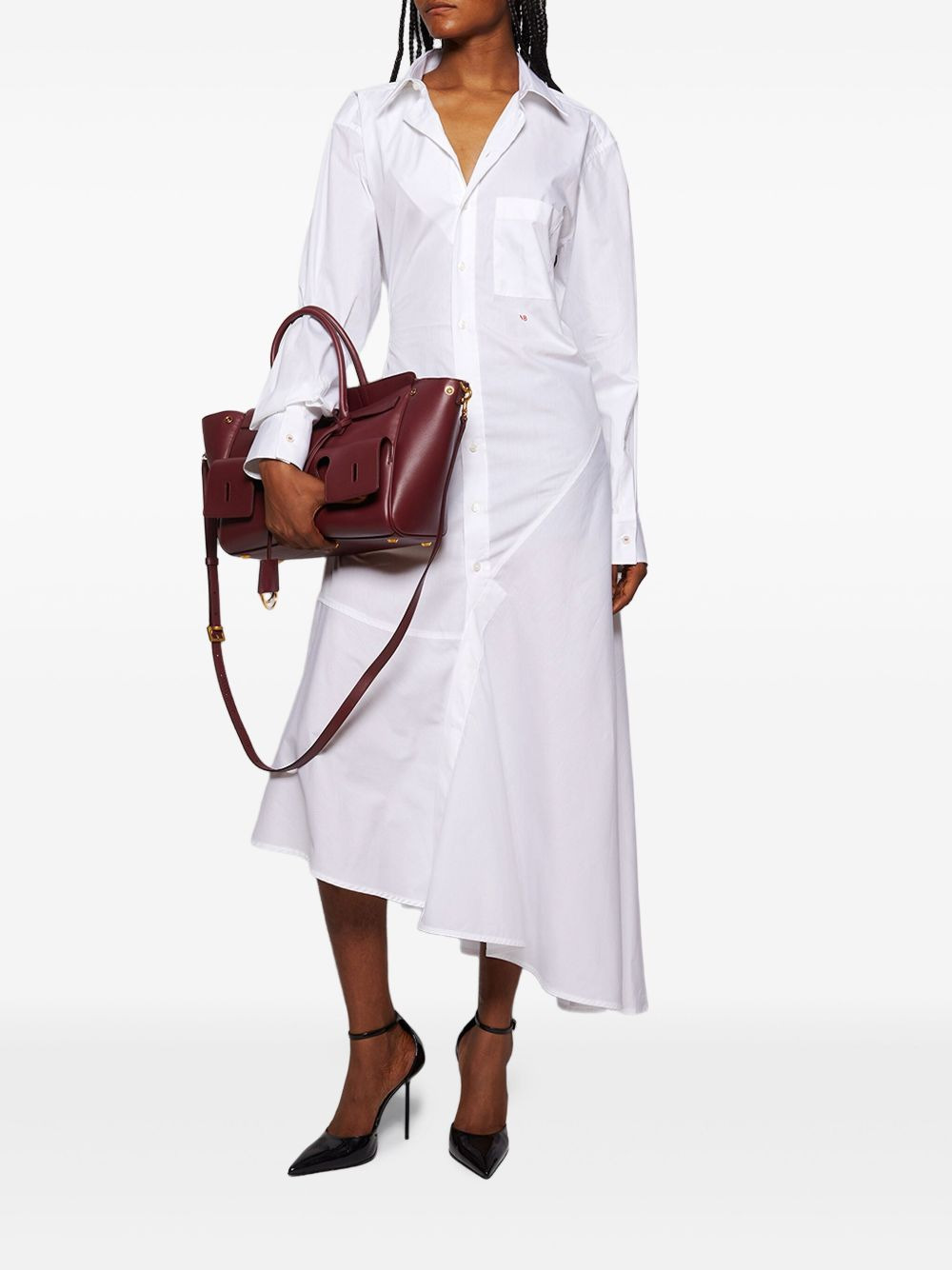 panelled asymmetrical shirt dress - 2