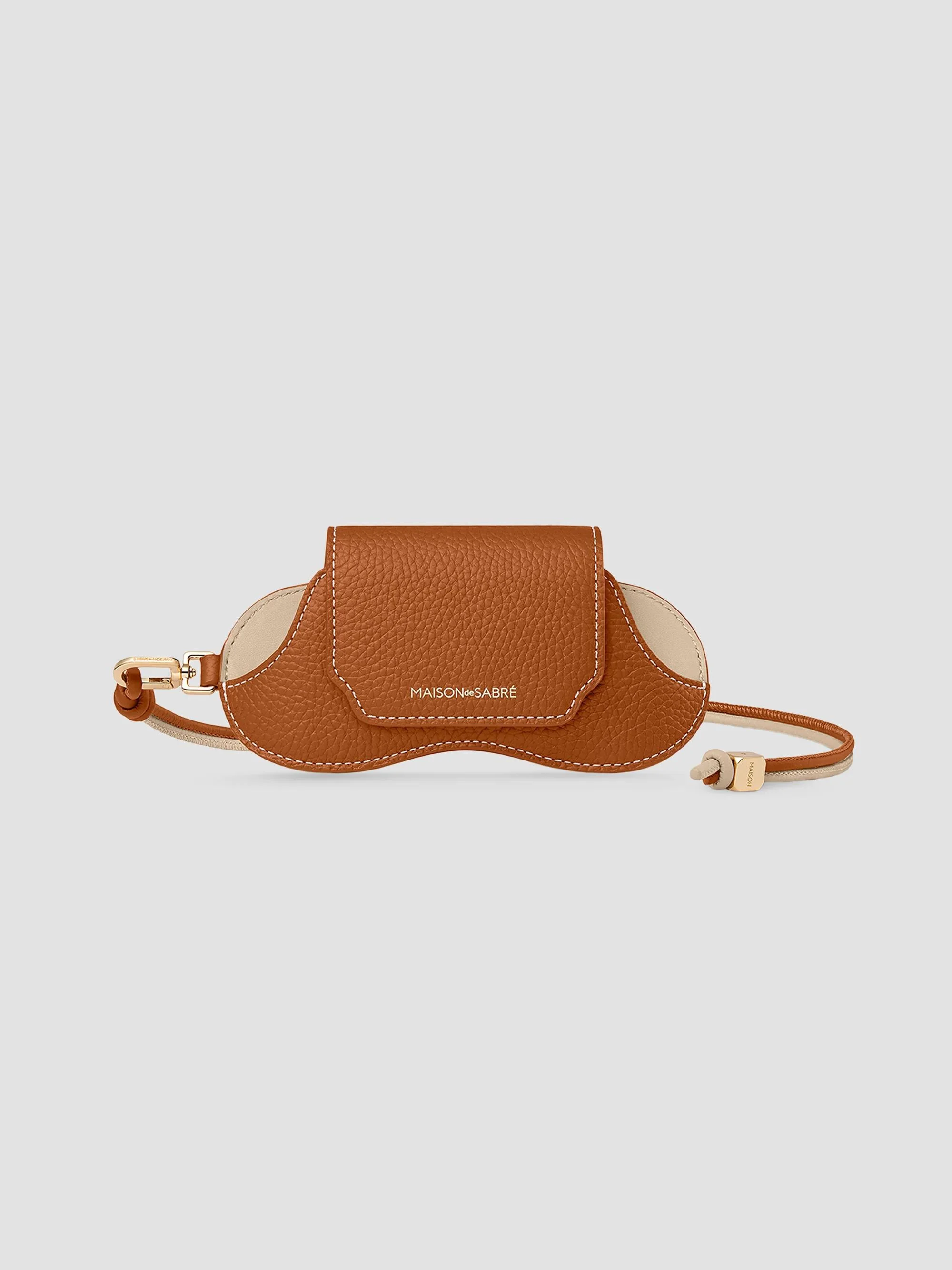 Women's Leather Sunglasses Sling Case - Pecan Nude - 1