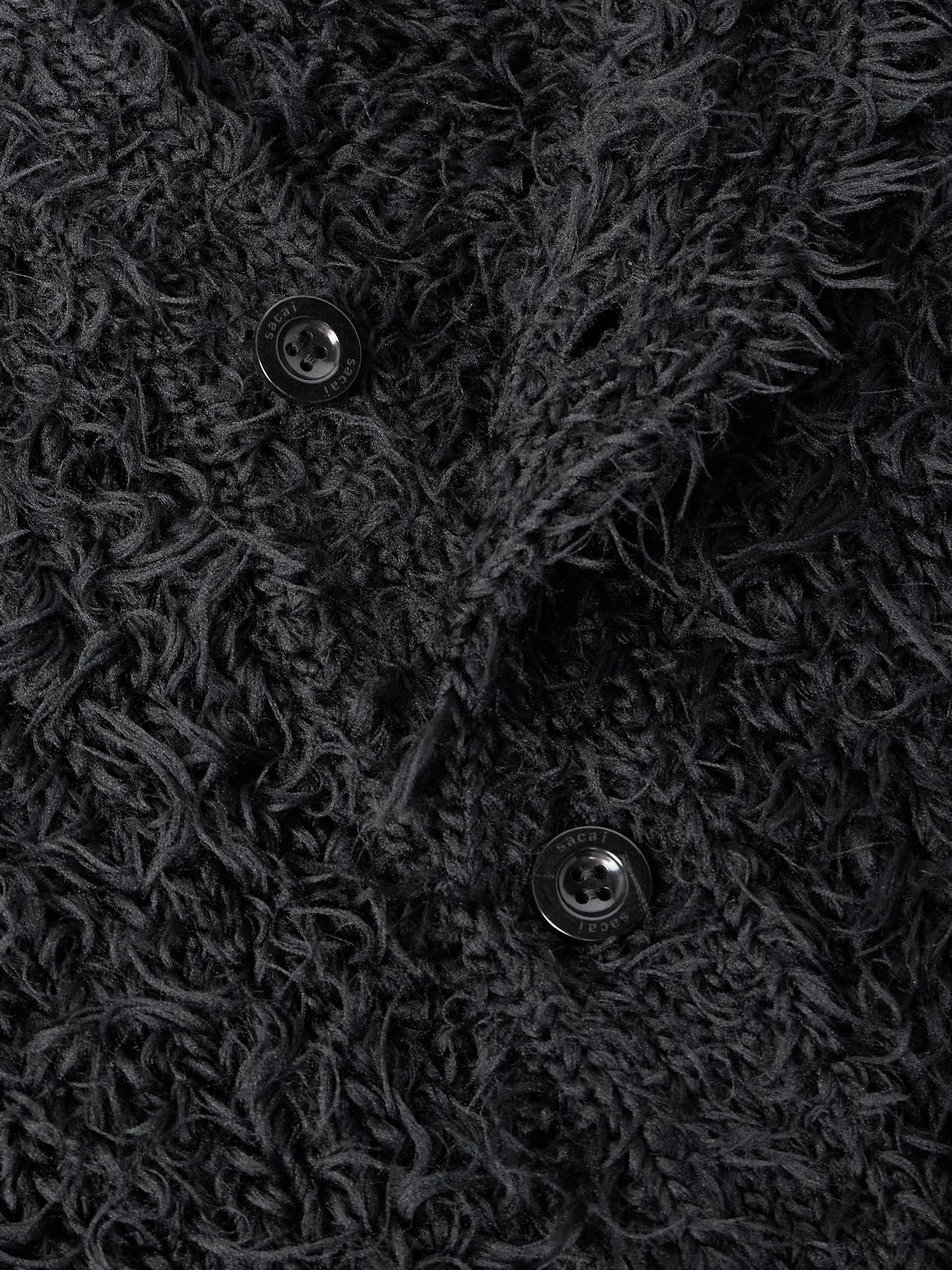 Distressed Brushed-Knit Cardigan Black - 4