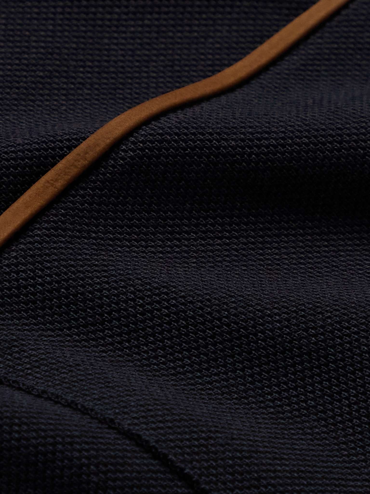 Leather-Trimmed Cotton-Piqué Polo Shirt - 5