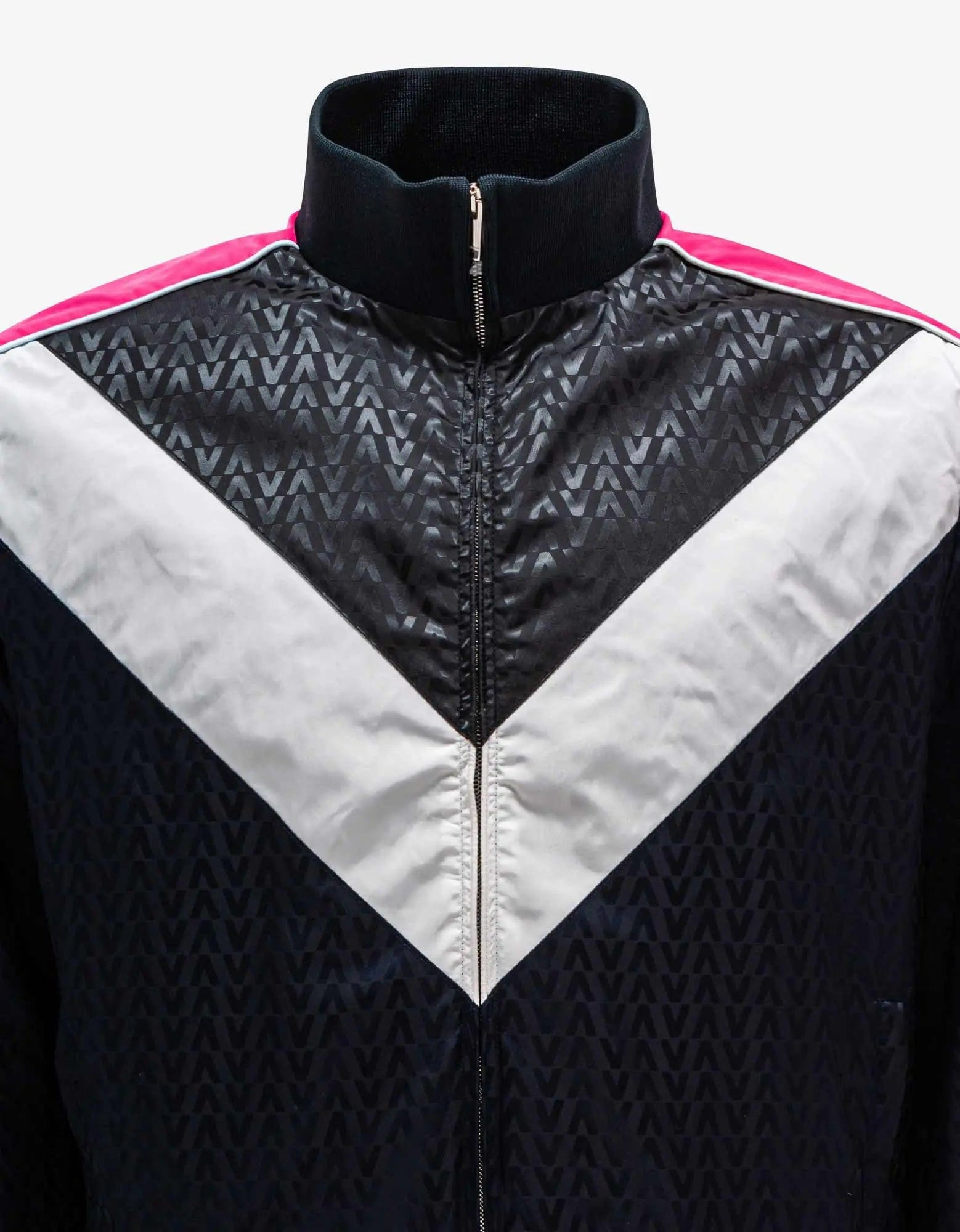 Valentino Navy Blue Optical Logo Jacquard Track Jacket - 4