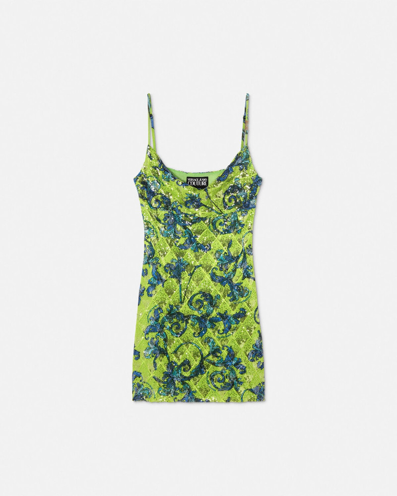 Embellished Outline Barocco Slip Mini Dress - 1