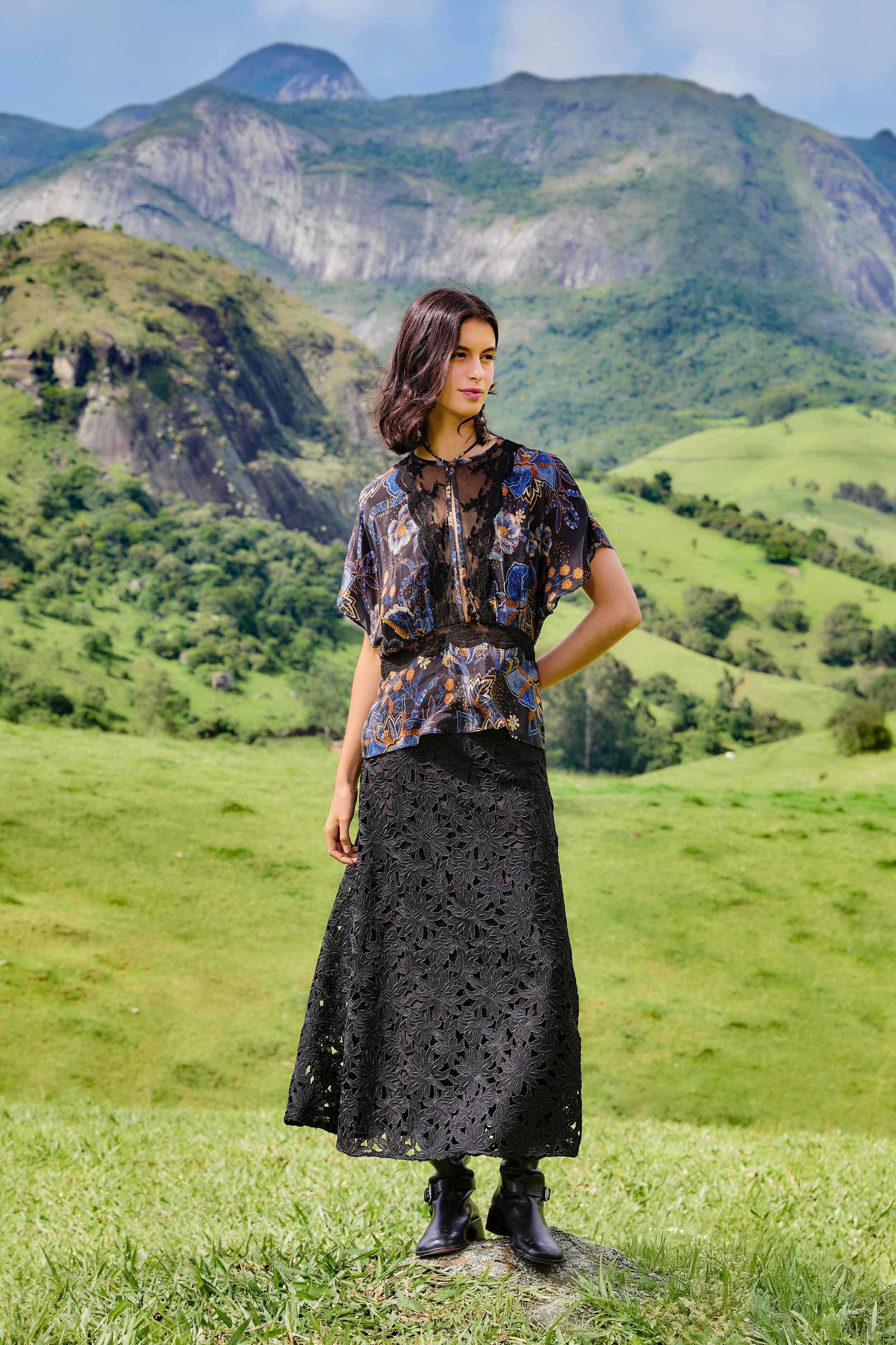 Black Snakes Bouquet Blouse - 2
