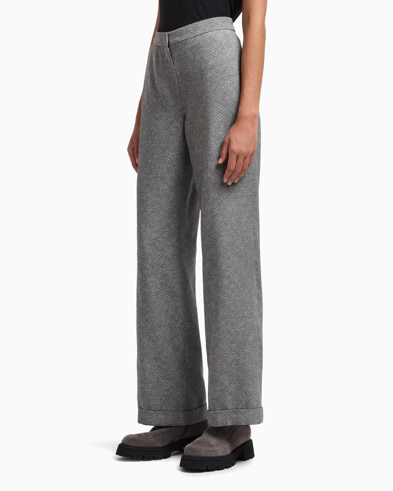 EMPORIO ARMANI ICON CHEVRON VISCOSE-BLEND TROUSERS outlook