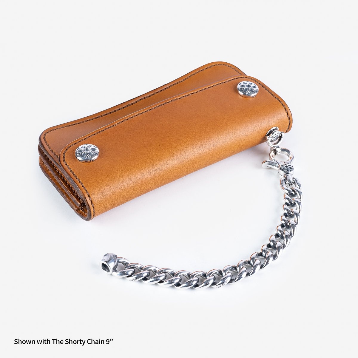 LE-ANSW-BR GOOD ART HLYWD Army/Navy Surplus Wallet w/ Sterling Silver Rosette Snaps and Rosette Prin - 12
