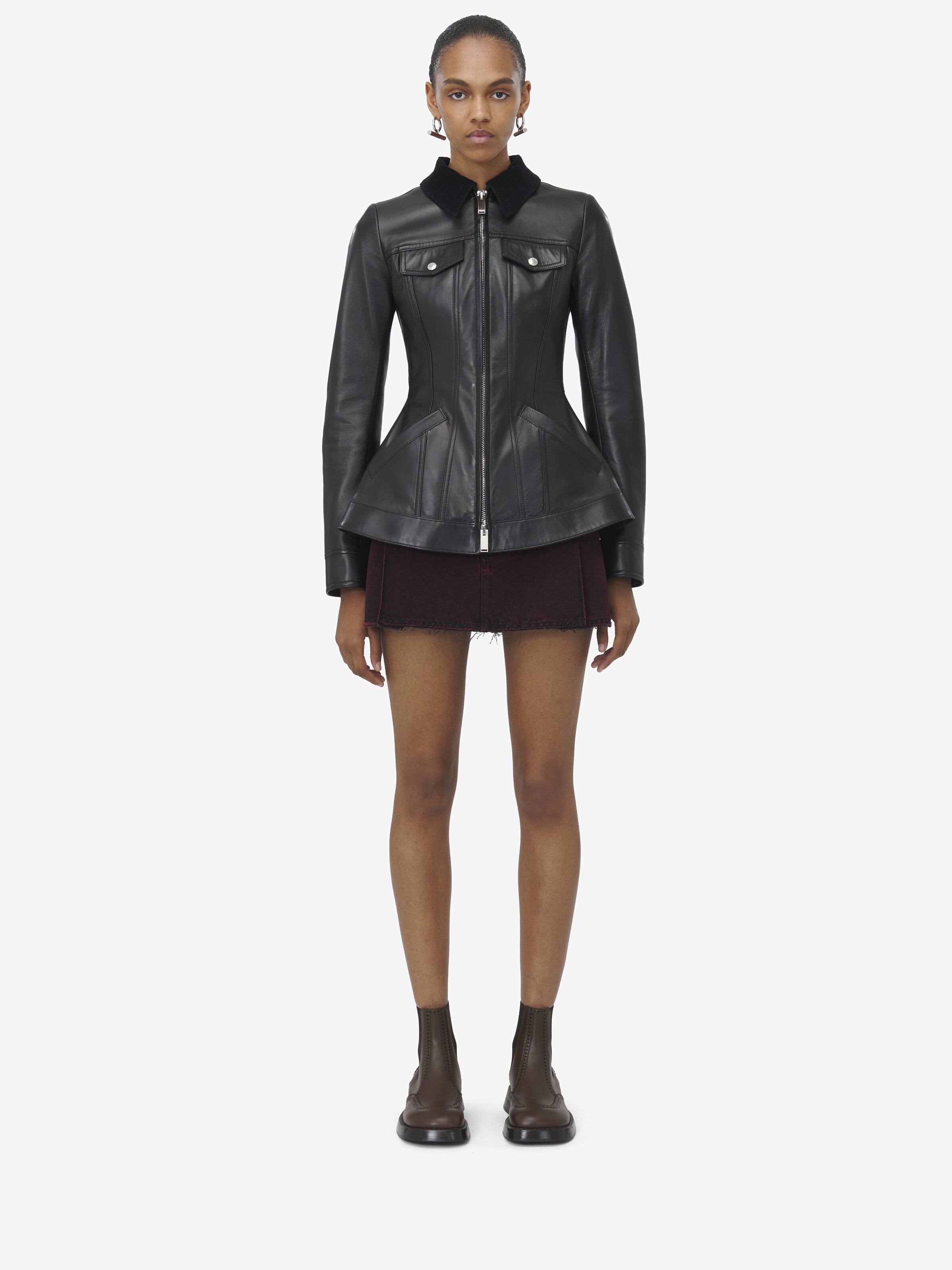 Peplum Leather Jacket - 12