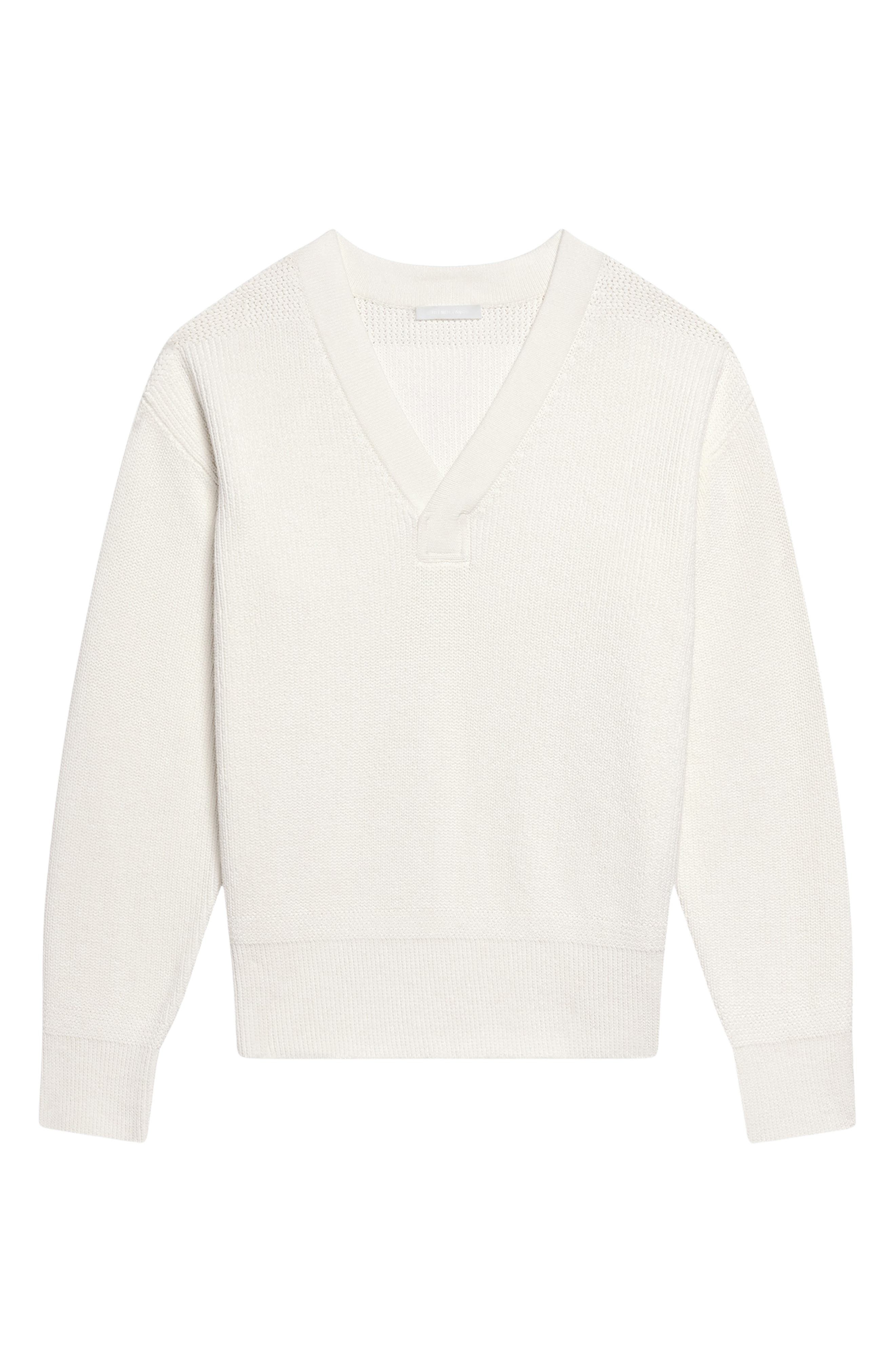 Helmut Lang Giunon V-Neck Organic Cotton Sweater in White at Nordstrom - 5