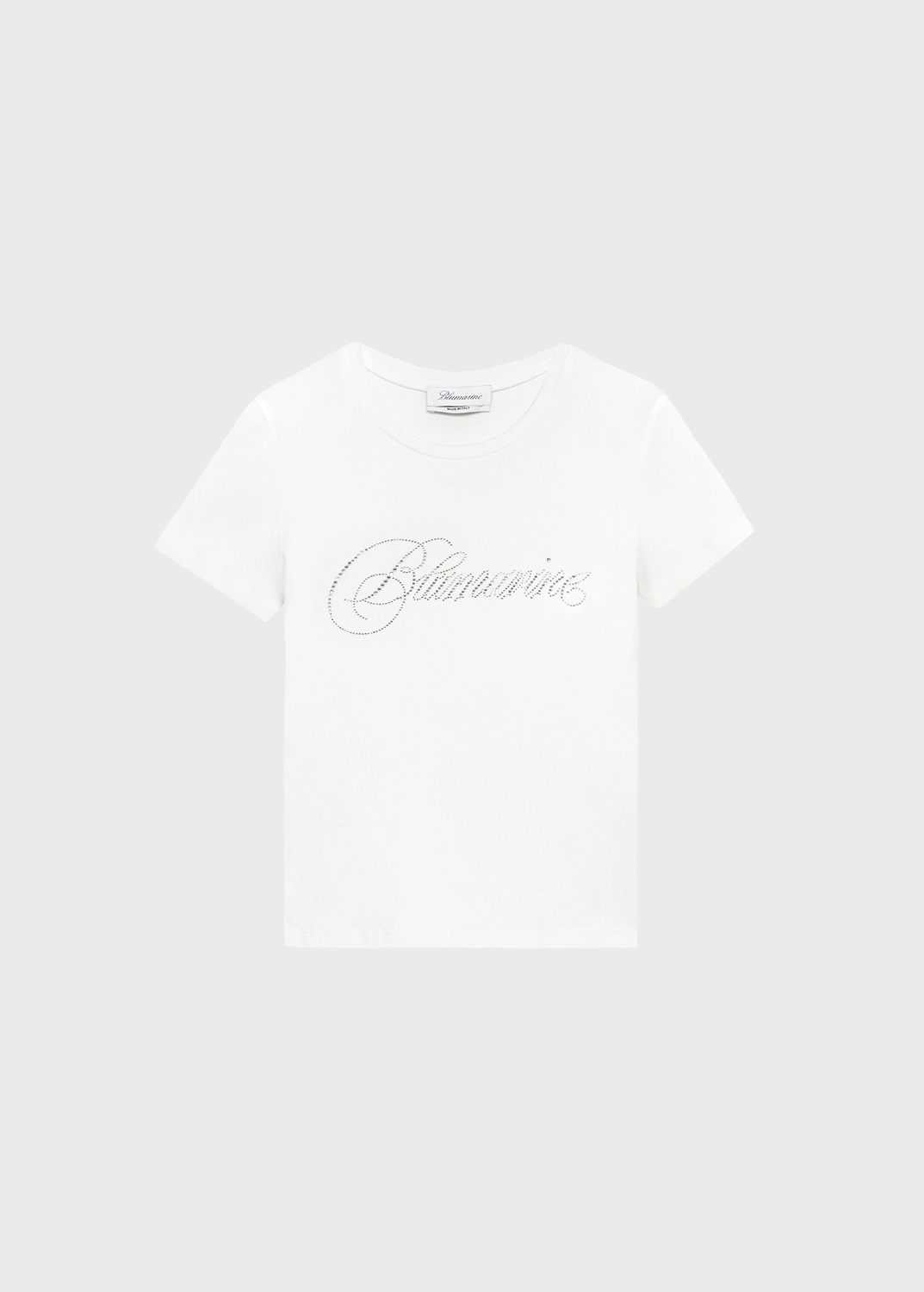 T-SHIRT WITH EMBROIDERY RHINESTONE BLUMARINE DETAILING - 1