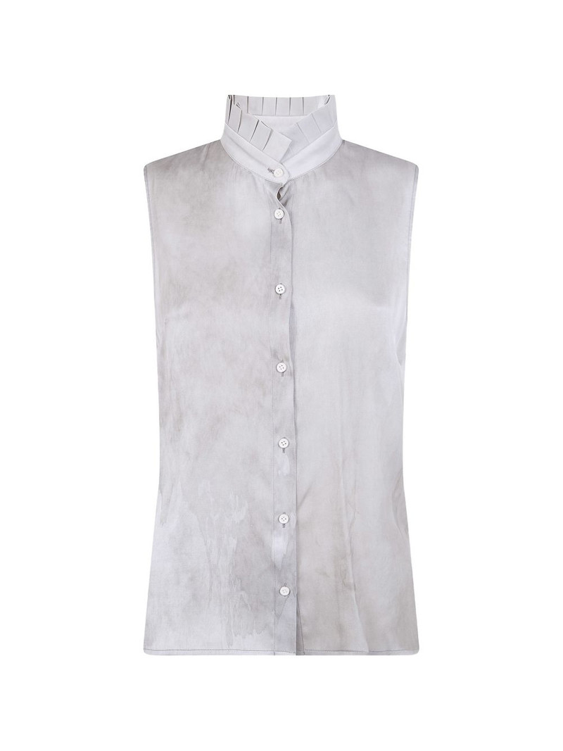 pleated-neck sleeveless blouse 1