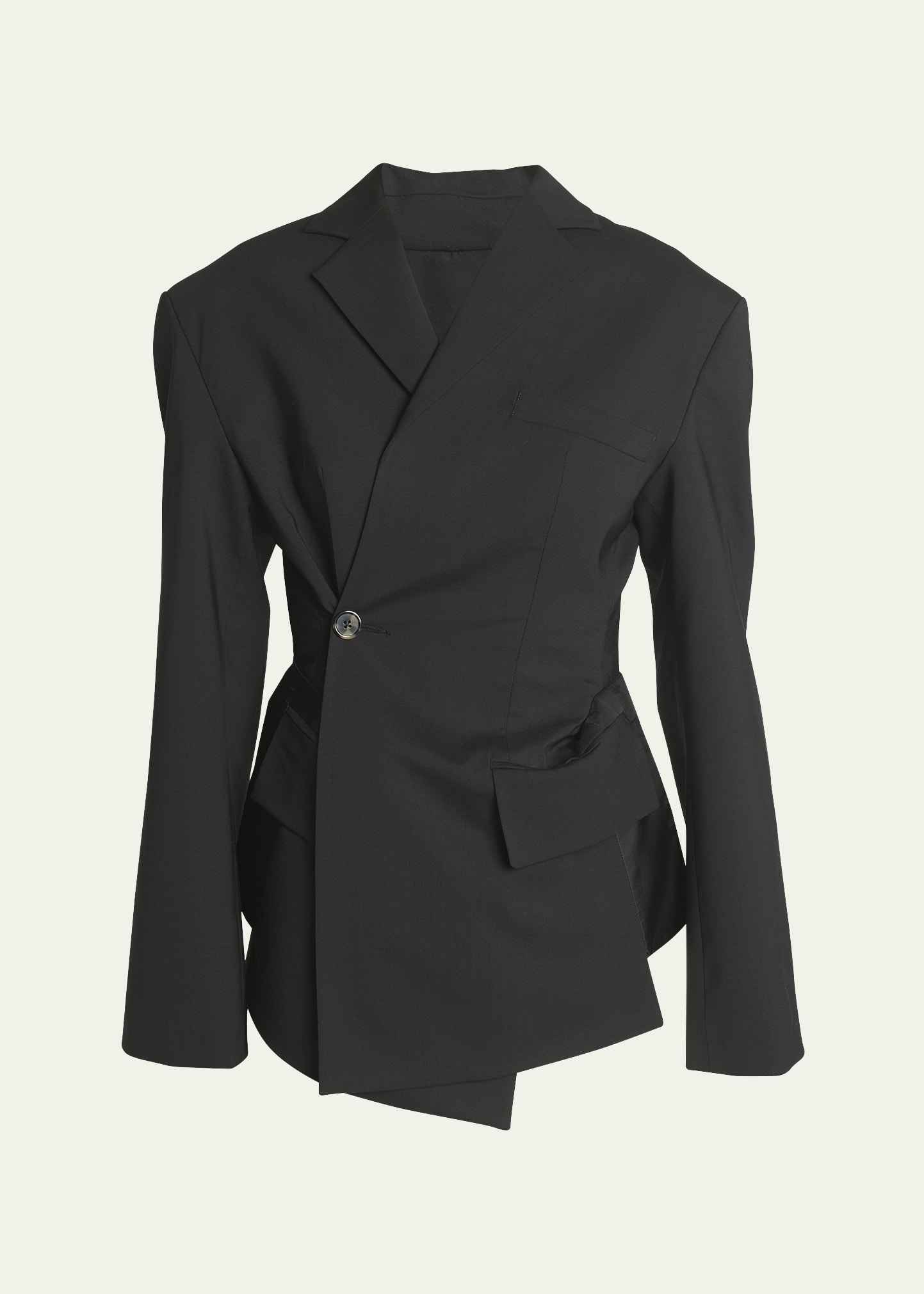 Backless Single-Breasted Jacket with Ties - 1