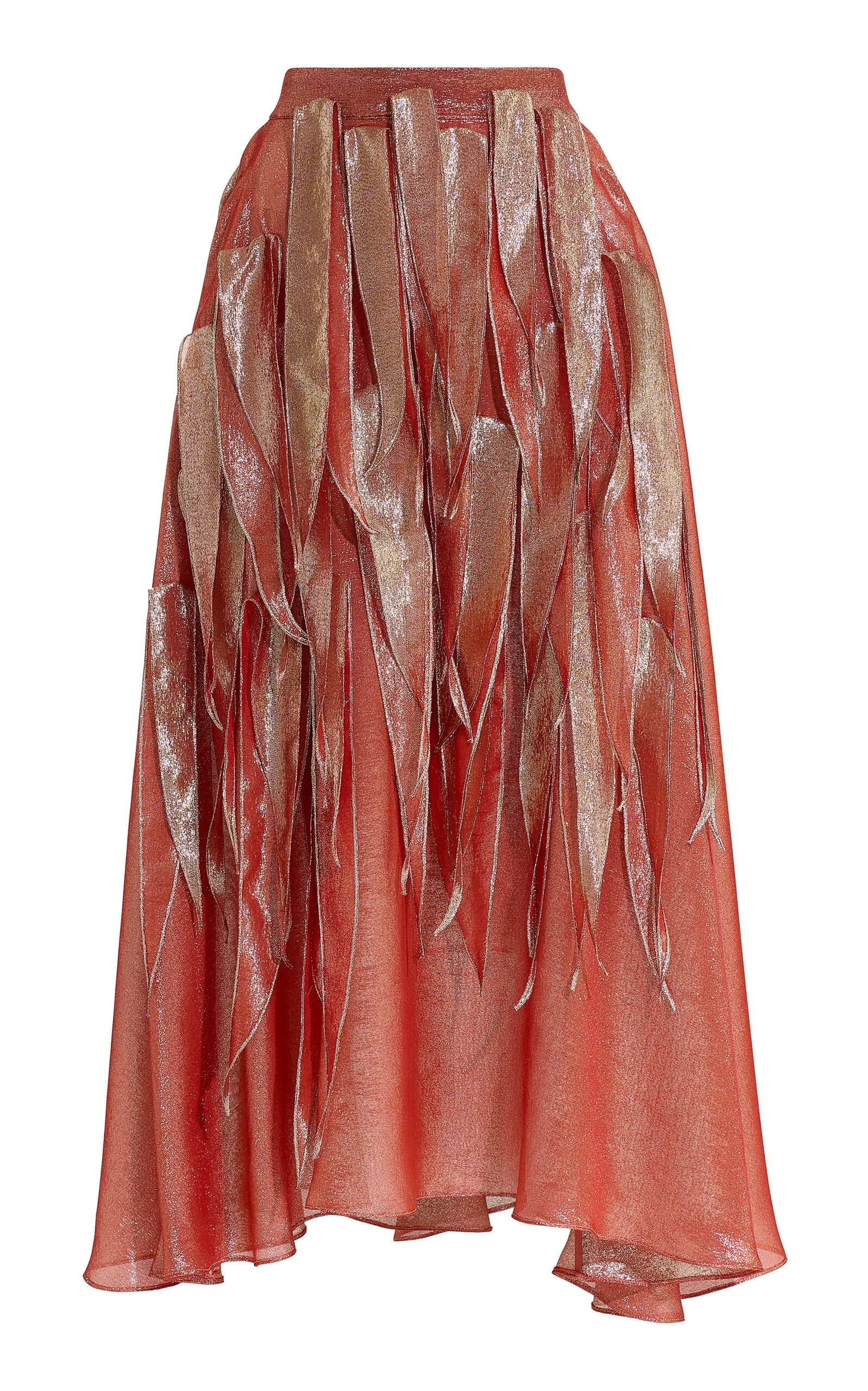 Furnace Fringed Silk-Blend Midi Skirt orange - 1