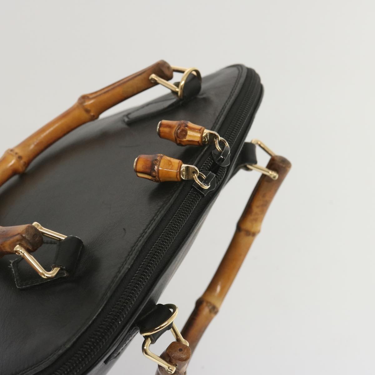GUCCI Bamboo Hand Bag Leather Black 000 2122 000 2122 - 6