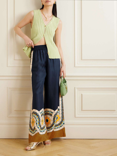 La DoubleJ Printed silk-twill wide-leg pants outlook