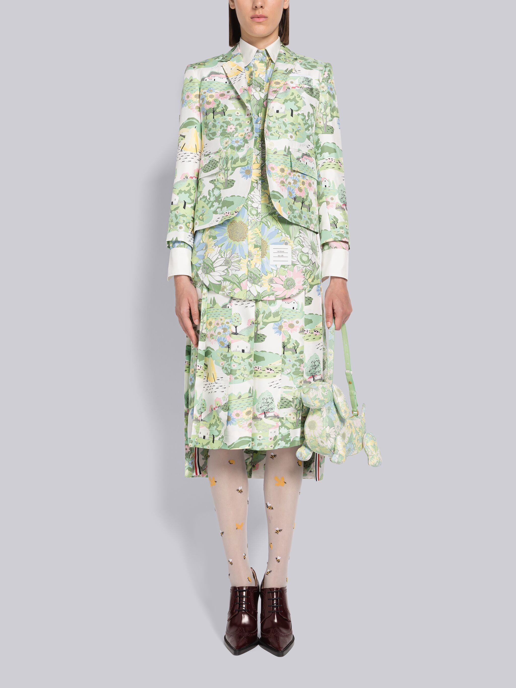 Floral Silk Twill Round Collar Shirt - 5