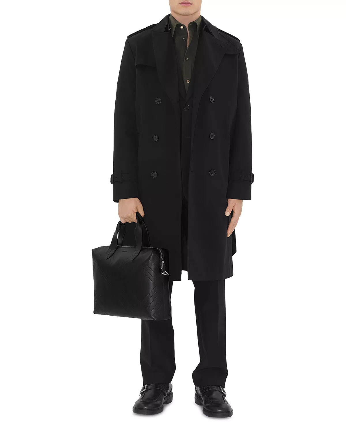 Embossed Check Briefcase - 2