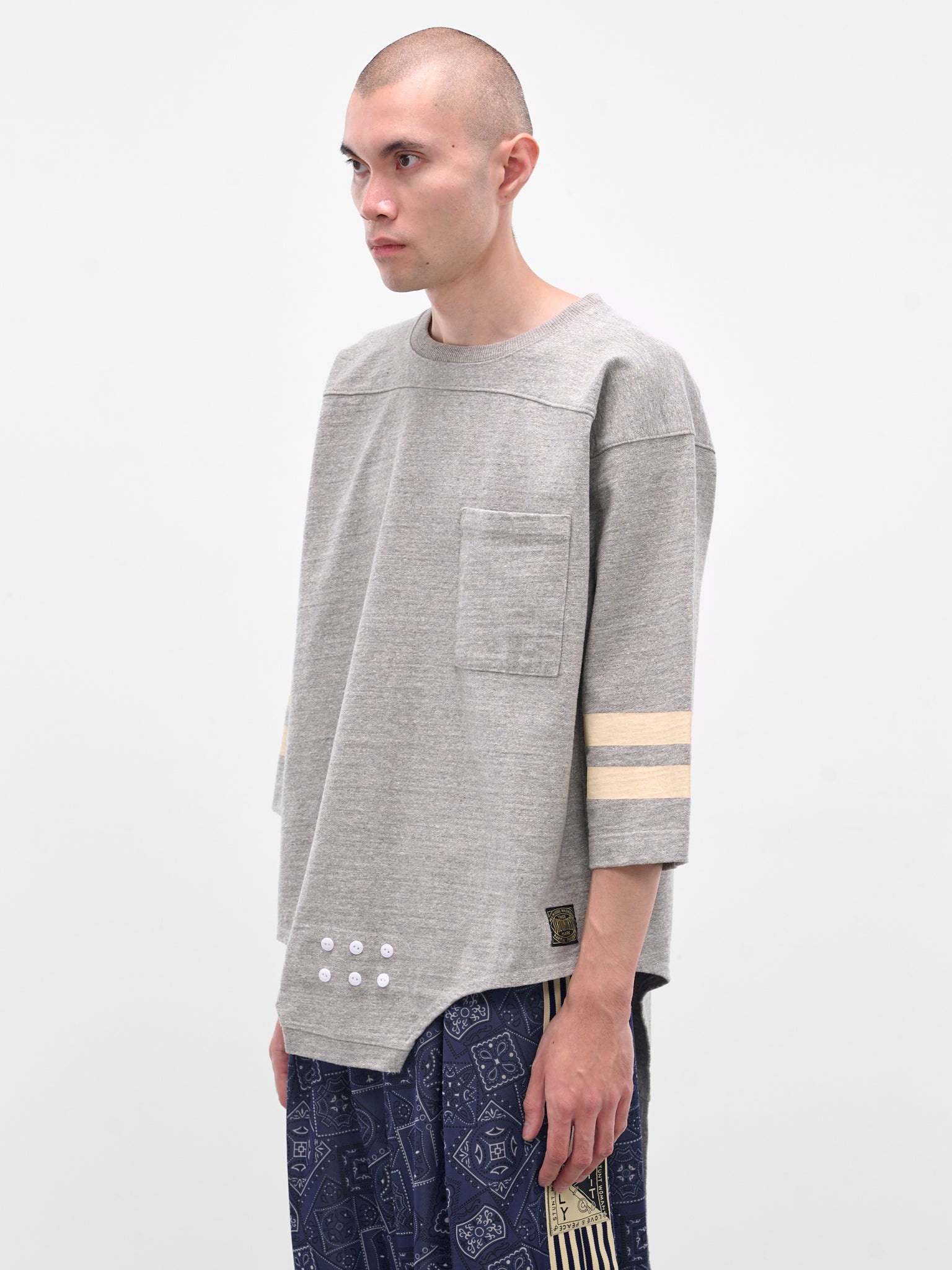 Gray Striped Bodysuit Hem Tee - 2