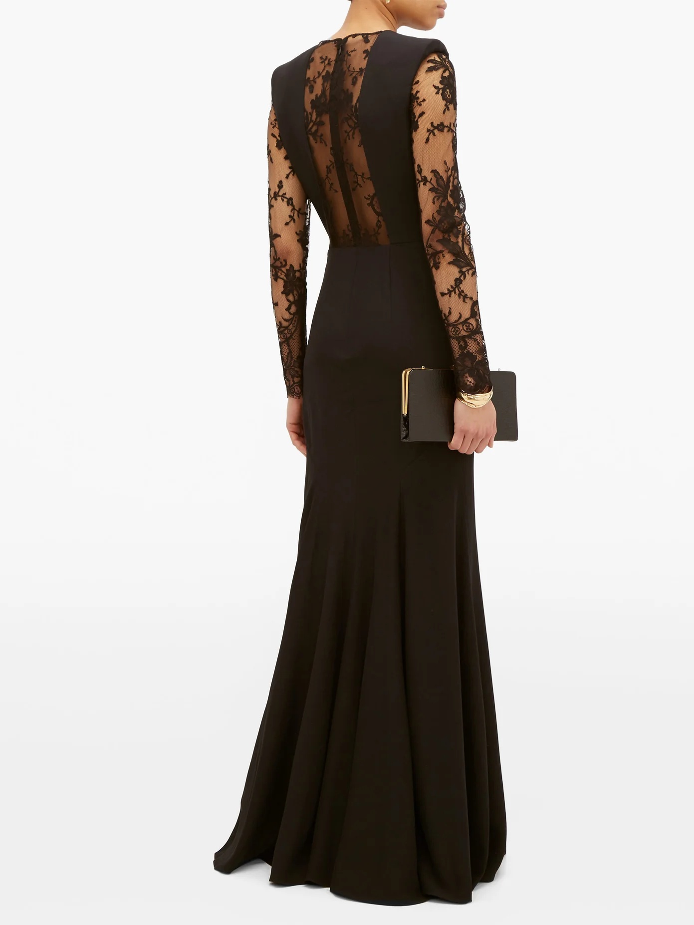 Lace-trimmed leaf-crepe gown - 2