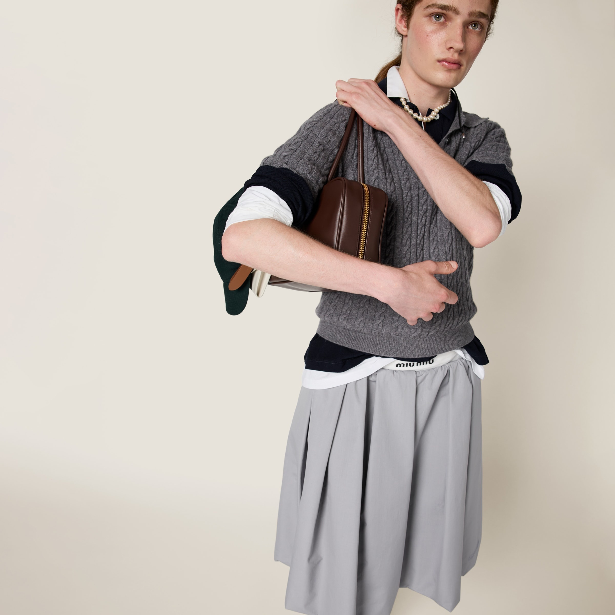 Poplin and jersey skirt - 5