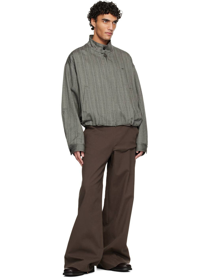 Wooyoungmi Gray High-Neck Banded Wool Jacket outlook