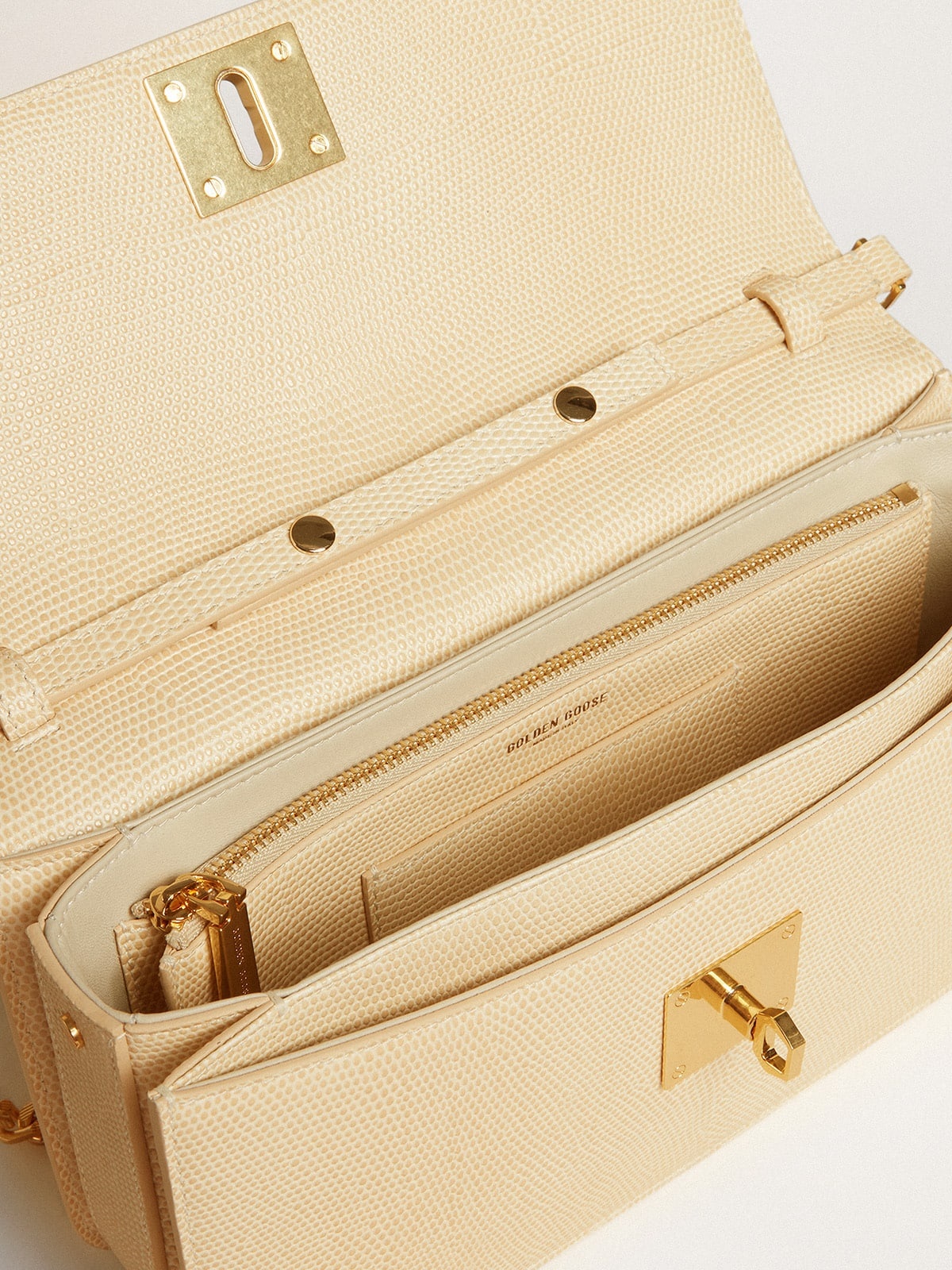 Gioia Bag in vanilla-colored sheepskin leather with gold details - 5