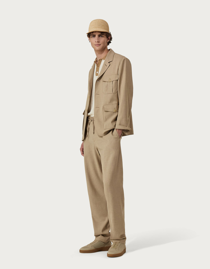 CREAM AND OCHRE OVERCHECK LINEN AND SILK POLO SHIRT 5