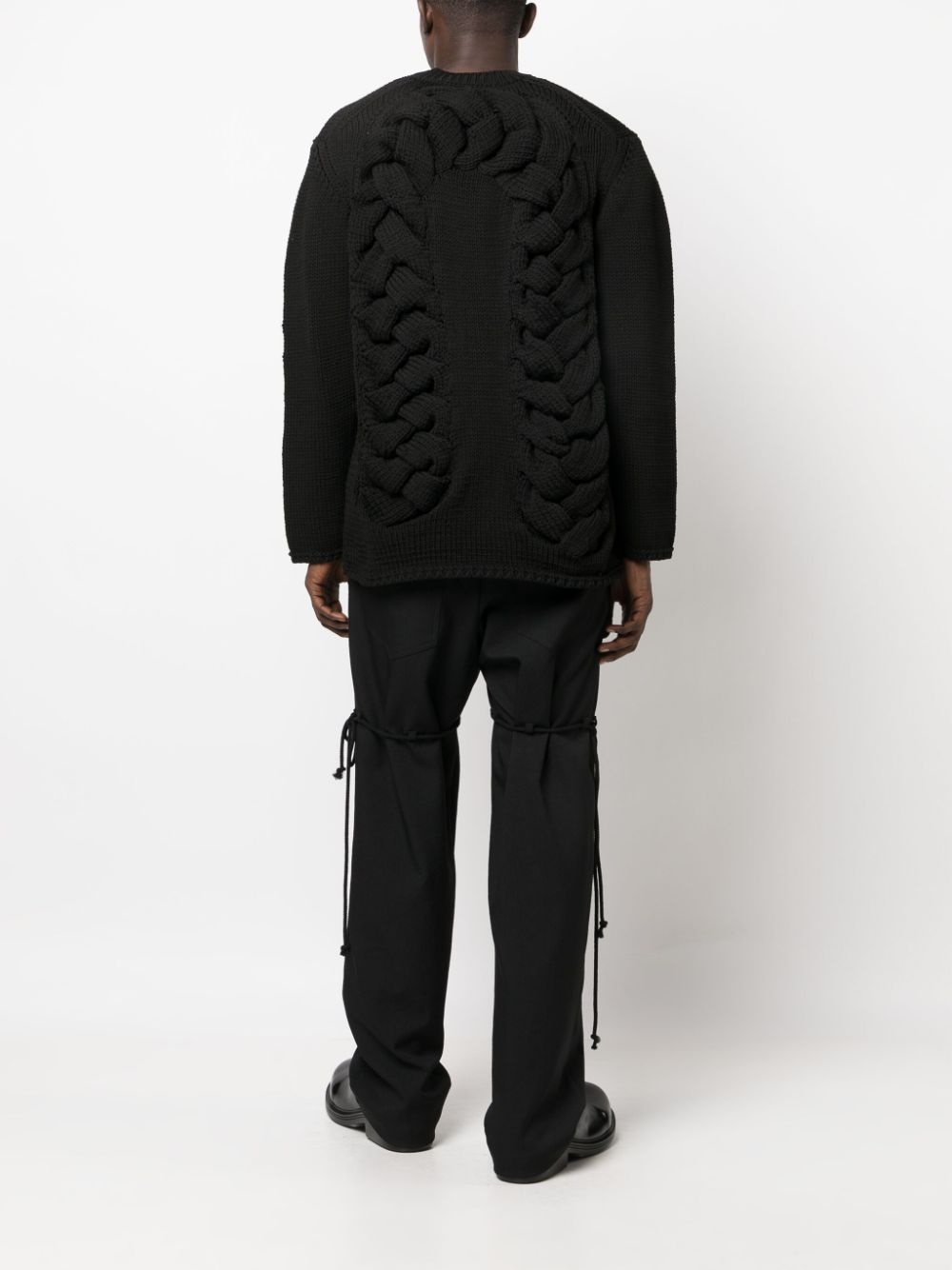 crew-neck cable-knit detail jumper - 2