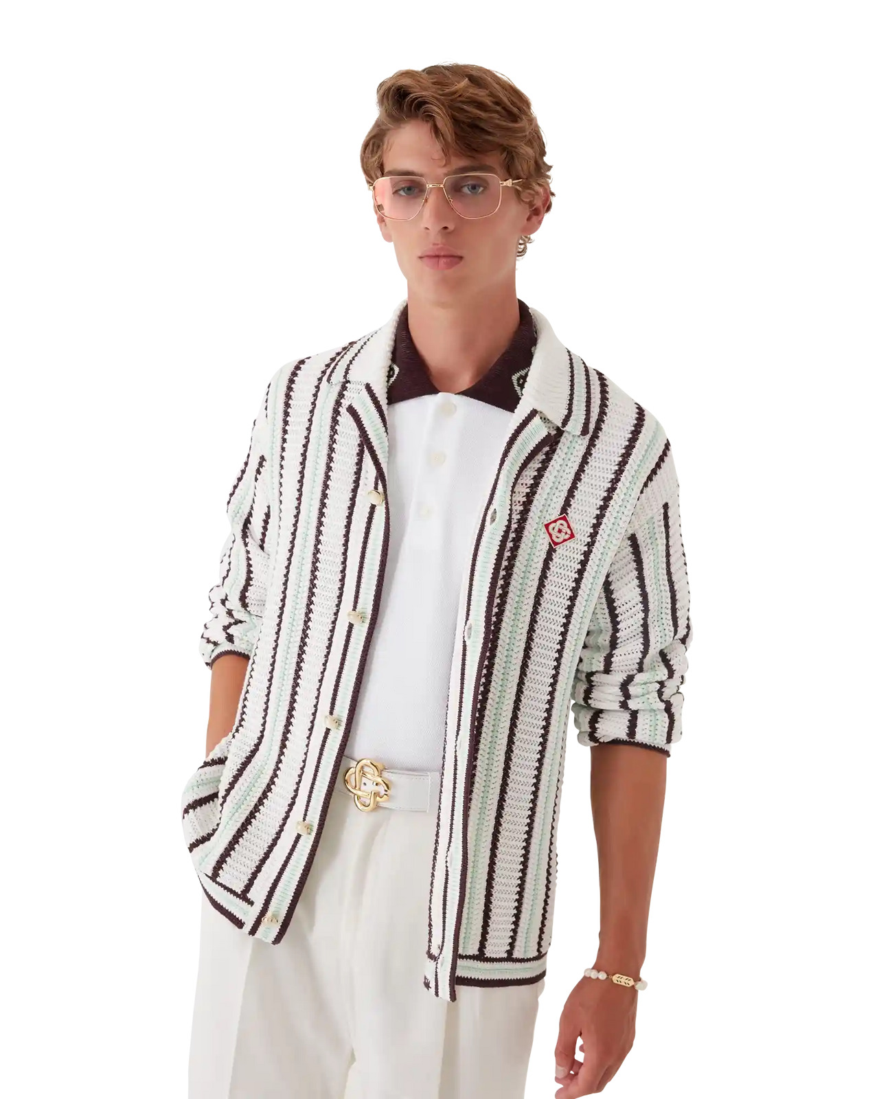 Striped Cotton Crochet Shirt | Casablanca Paris - 4