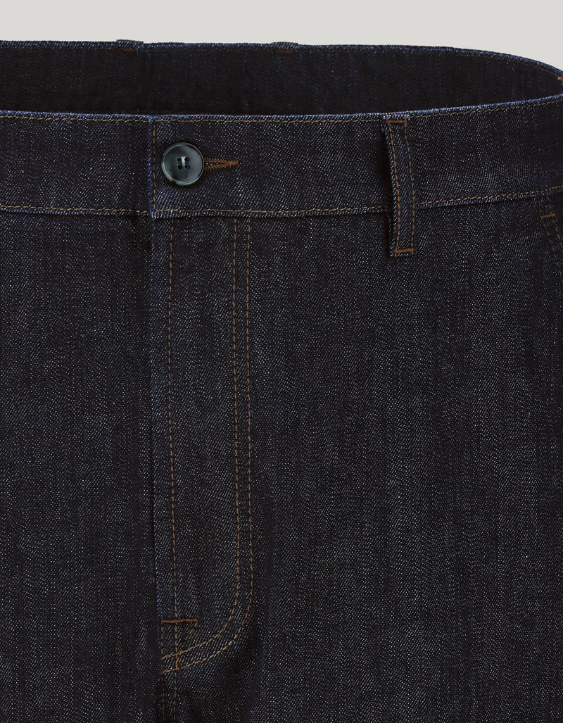 DARK BLUE TAPERED FIT COMFORT DENIM CHINOS 5