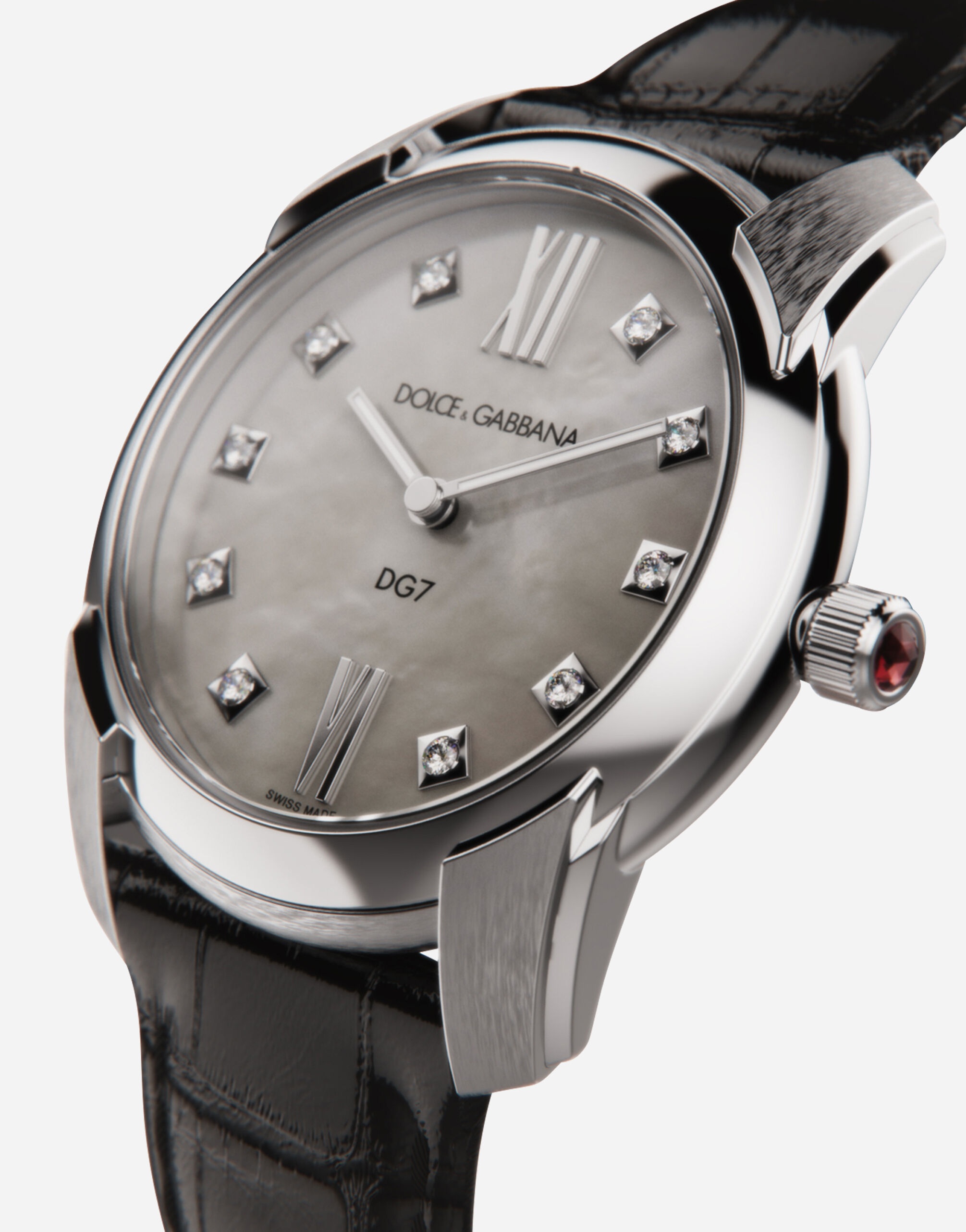 DG7 watch in steel with mother of pearl and diamonds - 2