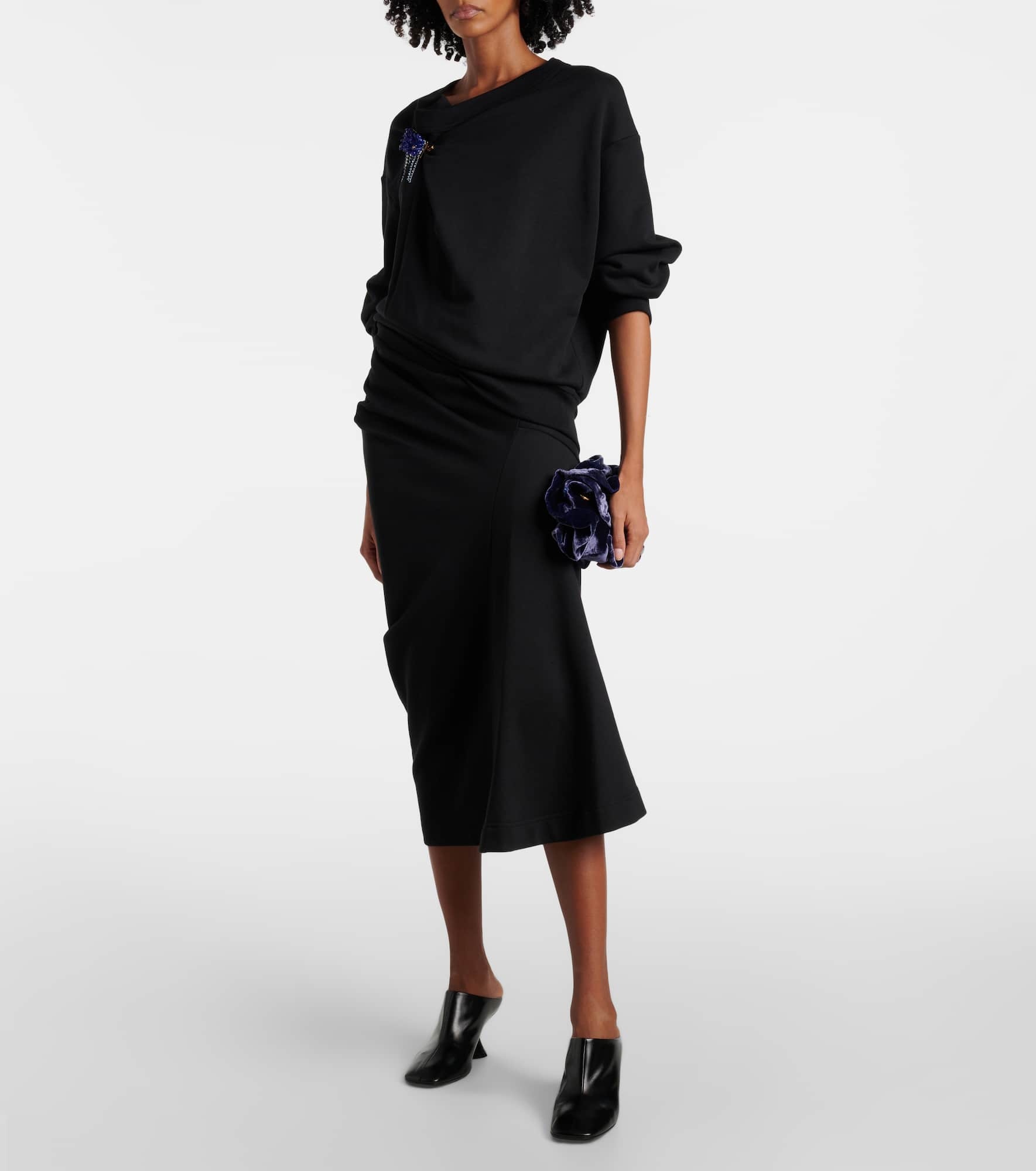 Ruched cotton midi skirt - 2