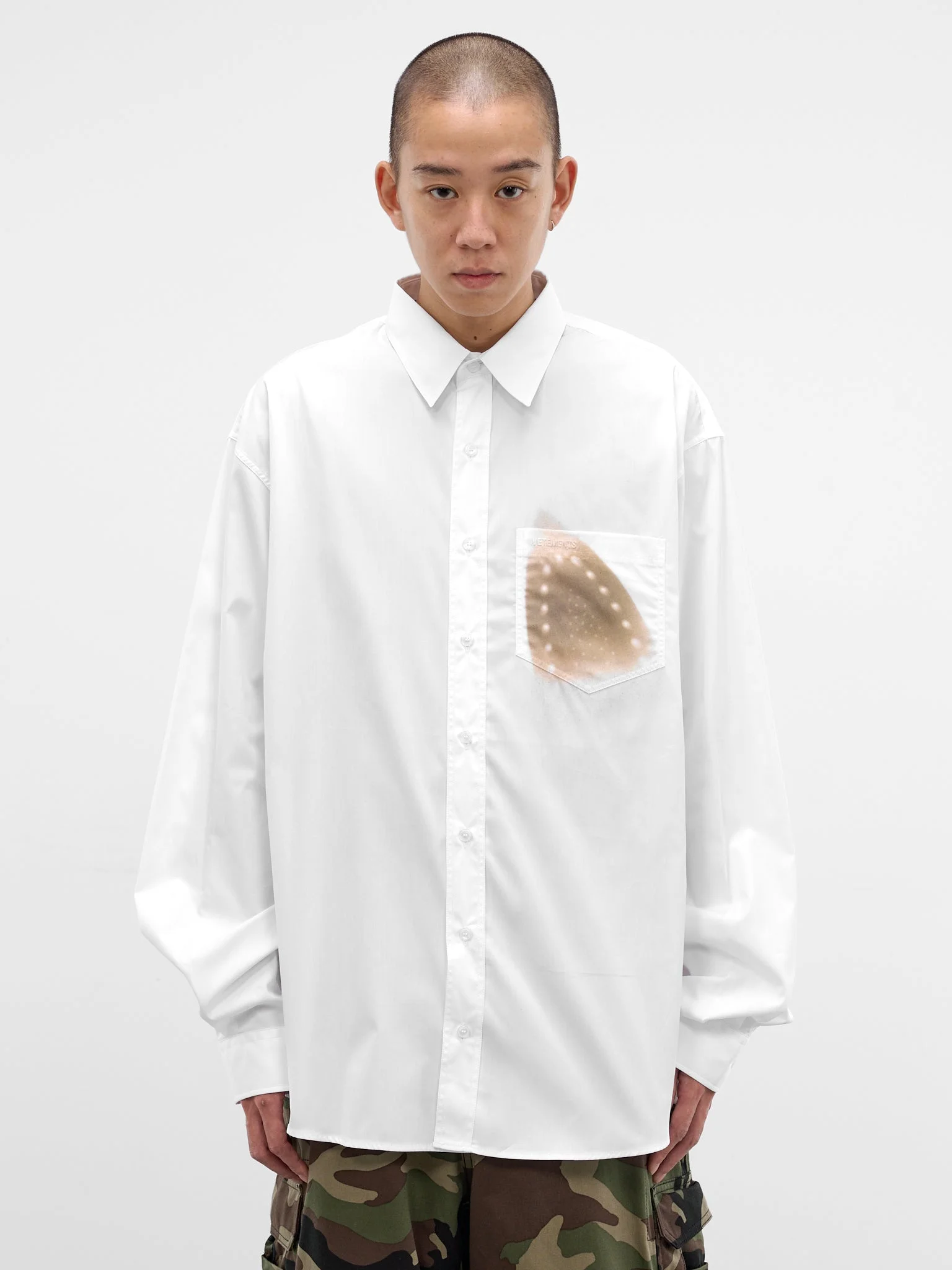 White Ironing Burn Graphic Shirt - 1