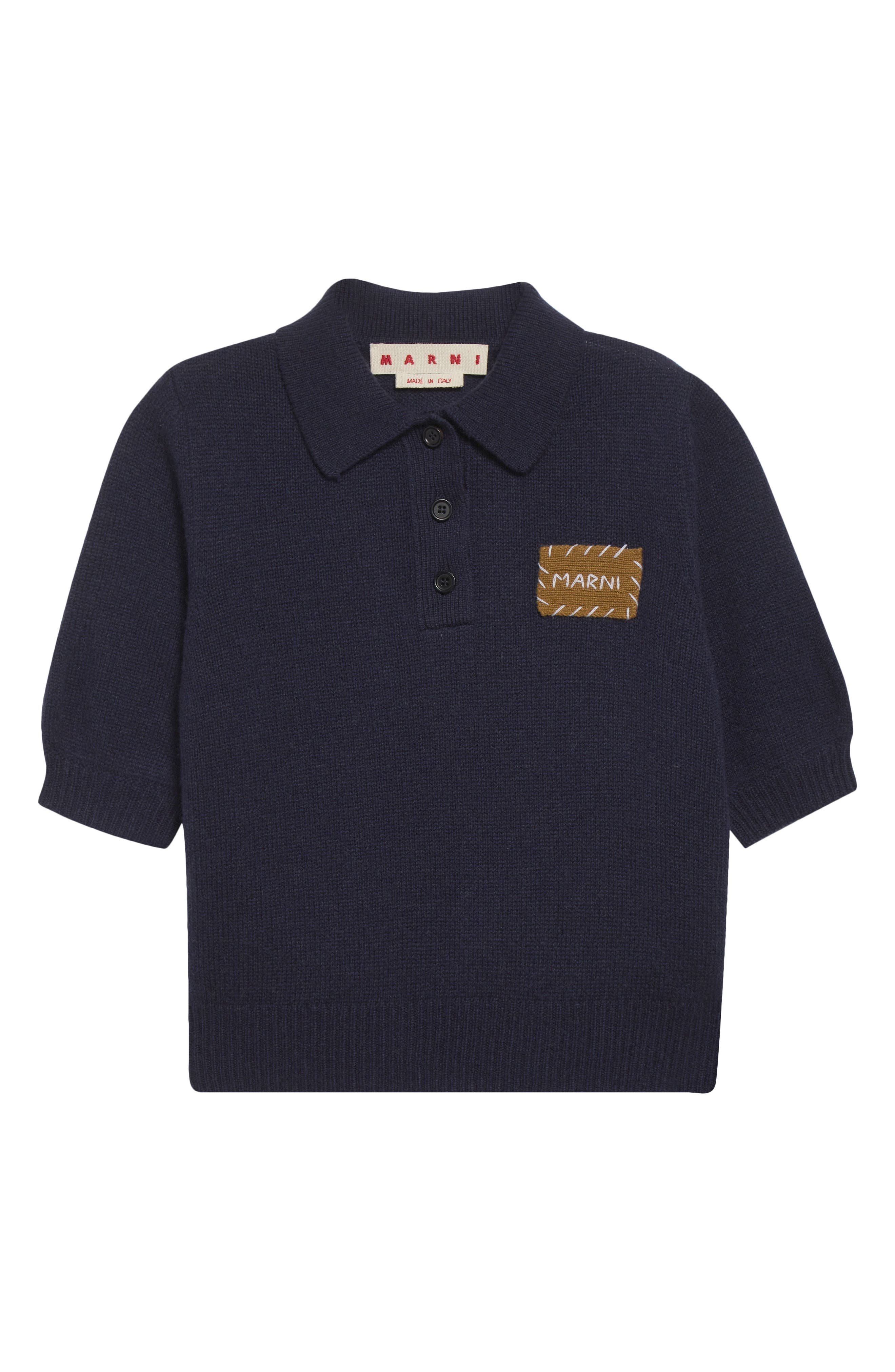 Marni Mending Logo Cashmere Sweater in 00B80 Ink at Nordstrom - 5